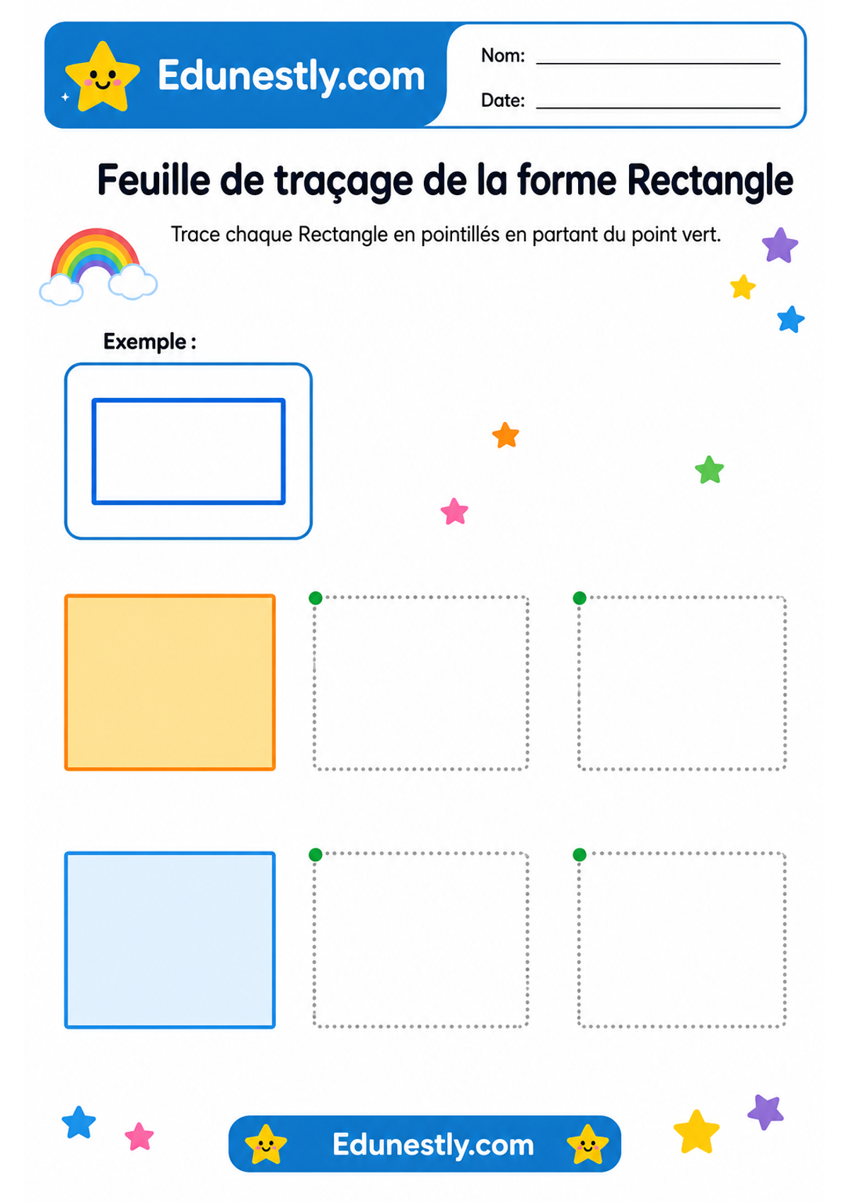 Feuille de traçage de la forme Rectangle