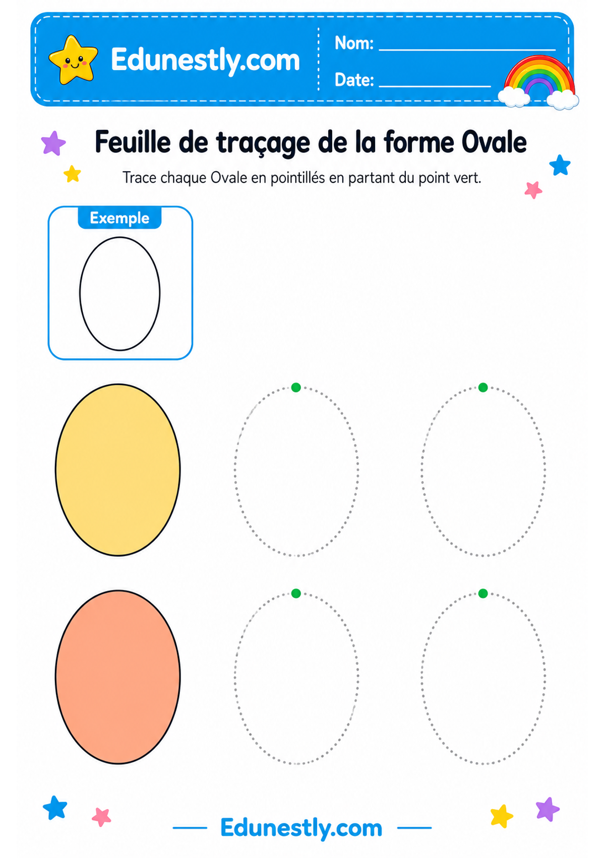 Feuille de traçage de la forme Ovale