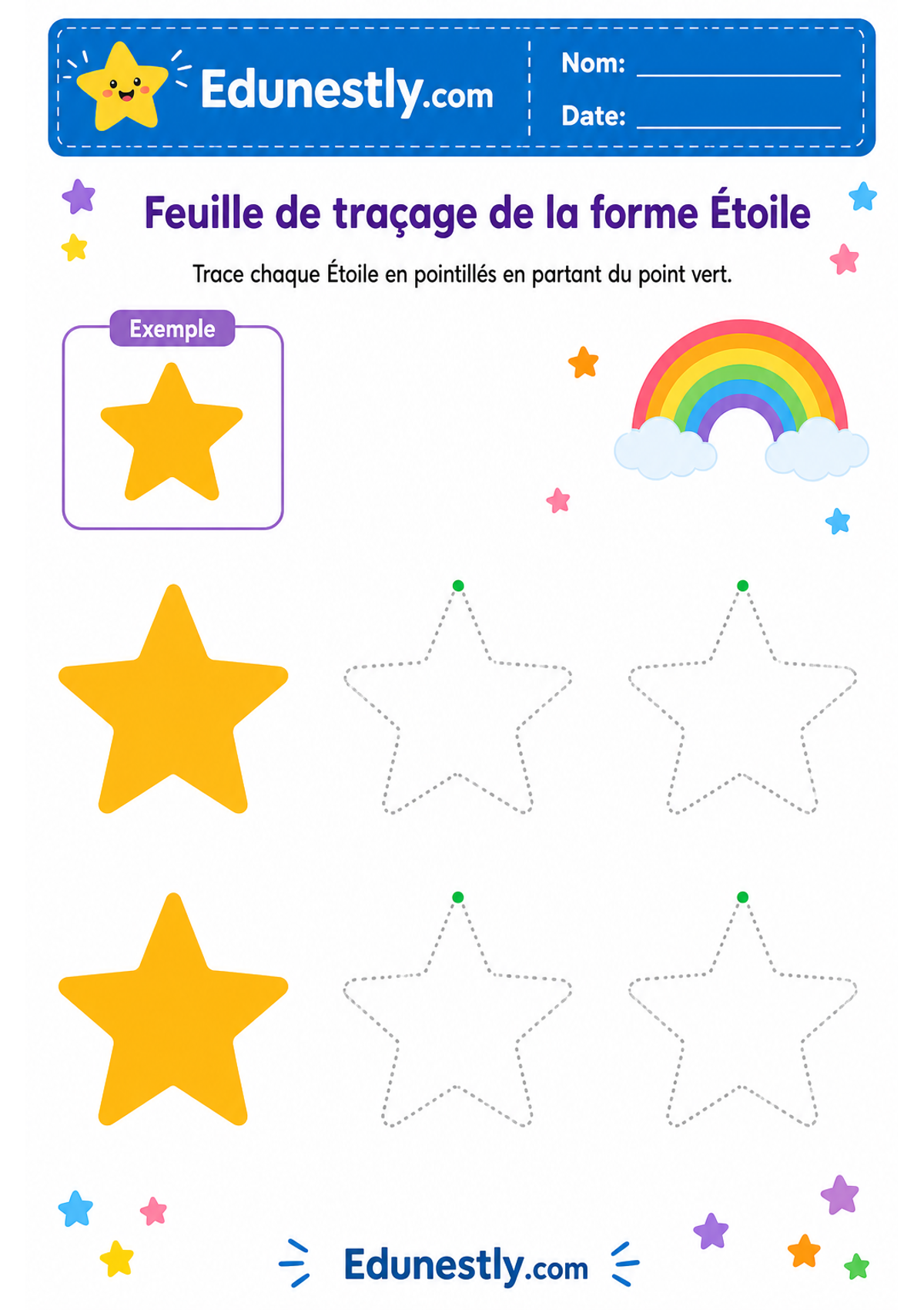 Feuille de traçage de la forme Étoile