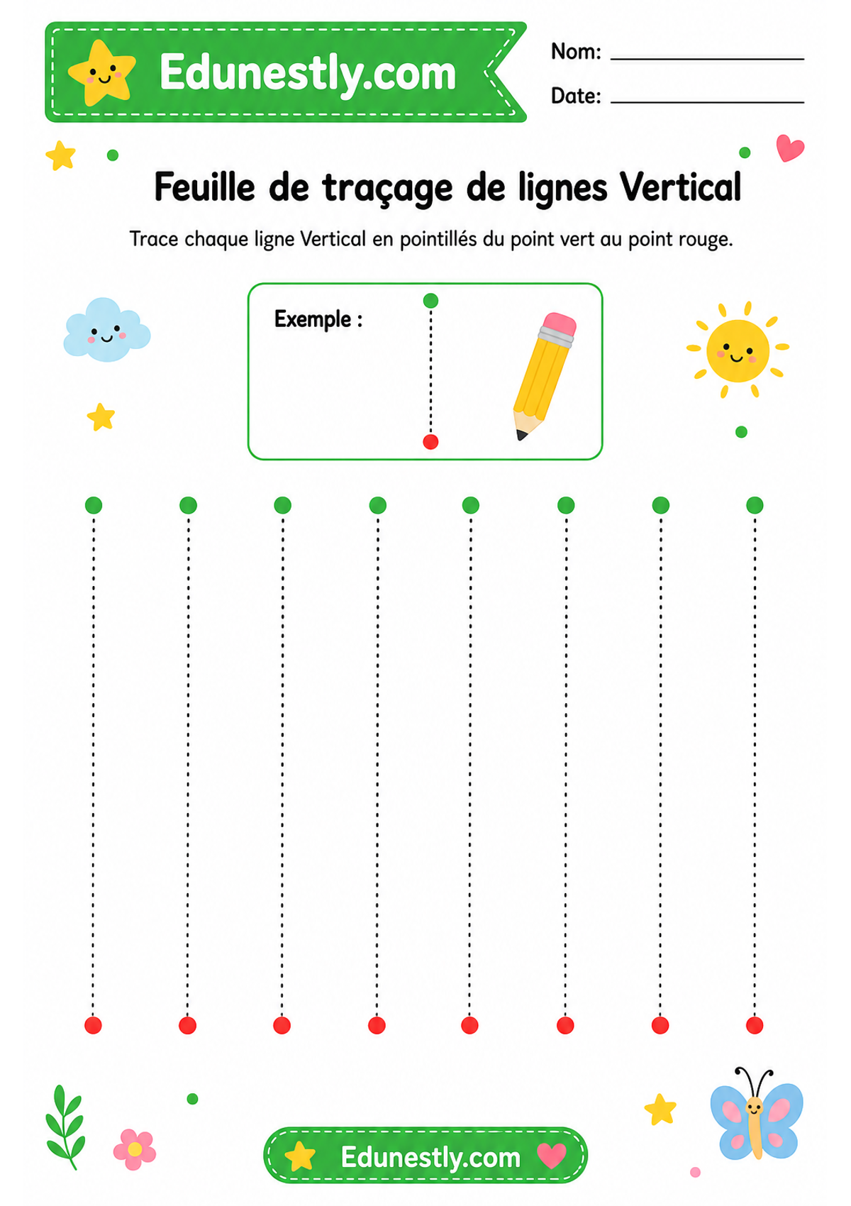 Feuille de traçage de lignes Vertical