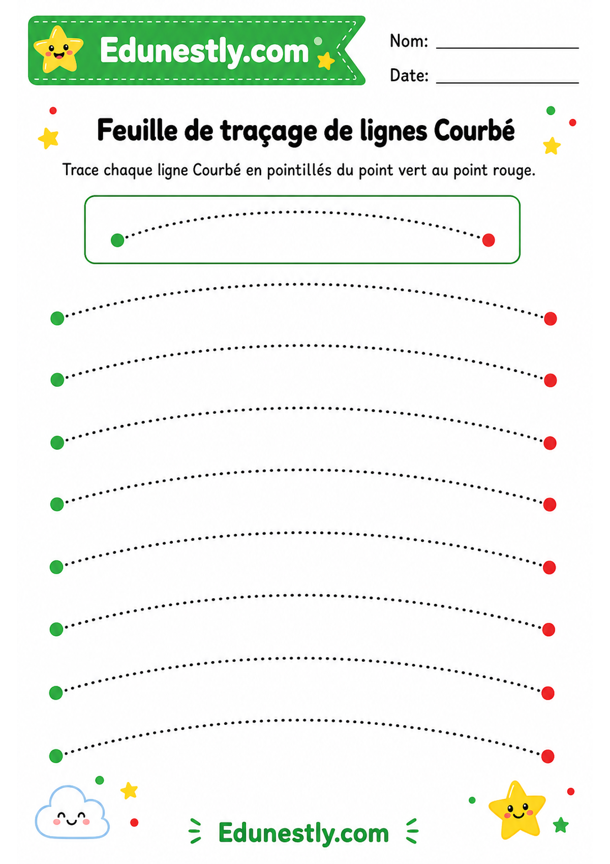 Feuille de traçage de lignes Courbé