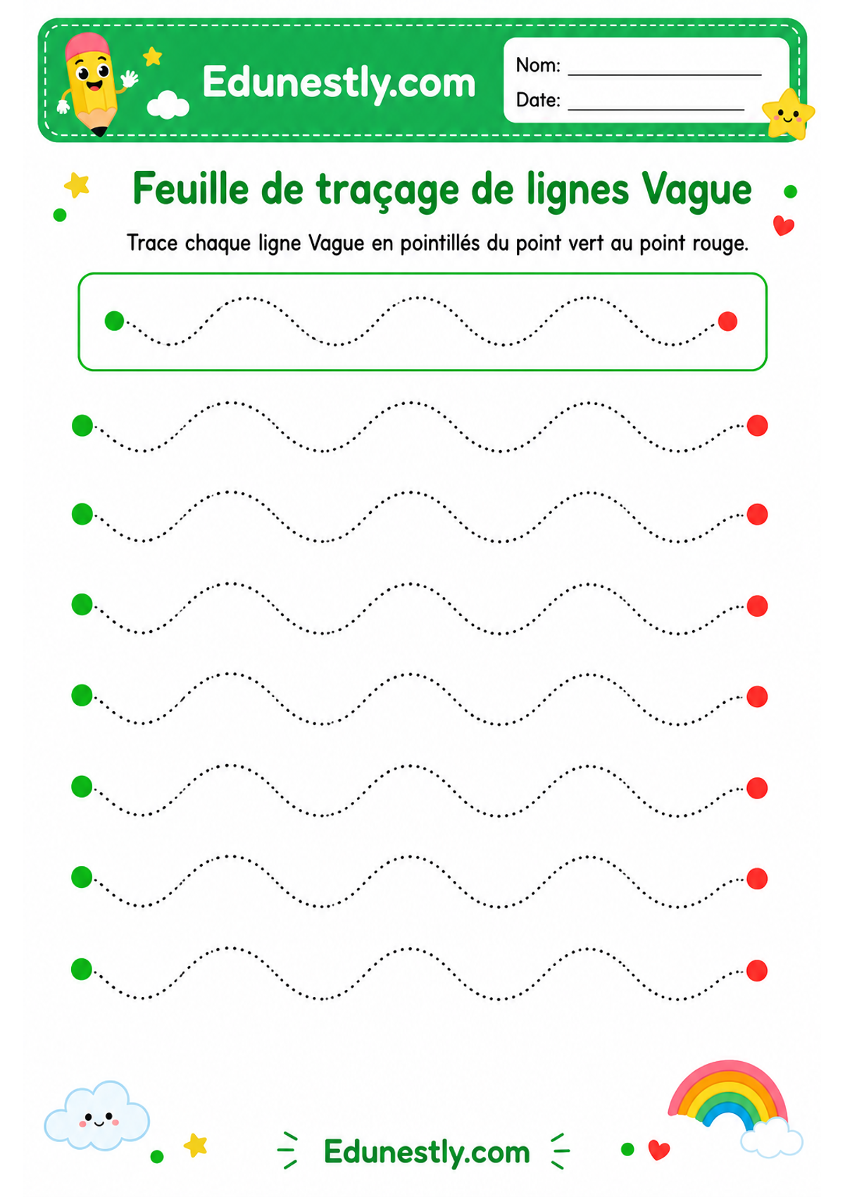 Feuille de traçage de lignes Vague