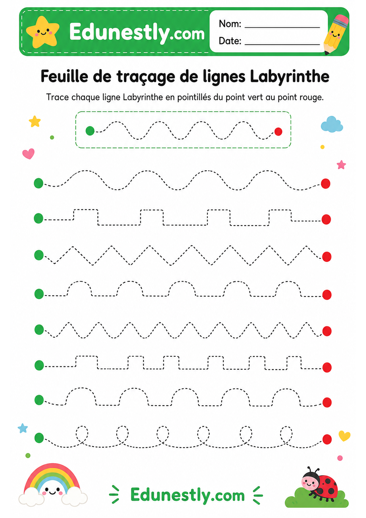 Feuille de traçage de lignes Labyrinthe