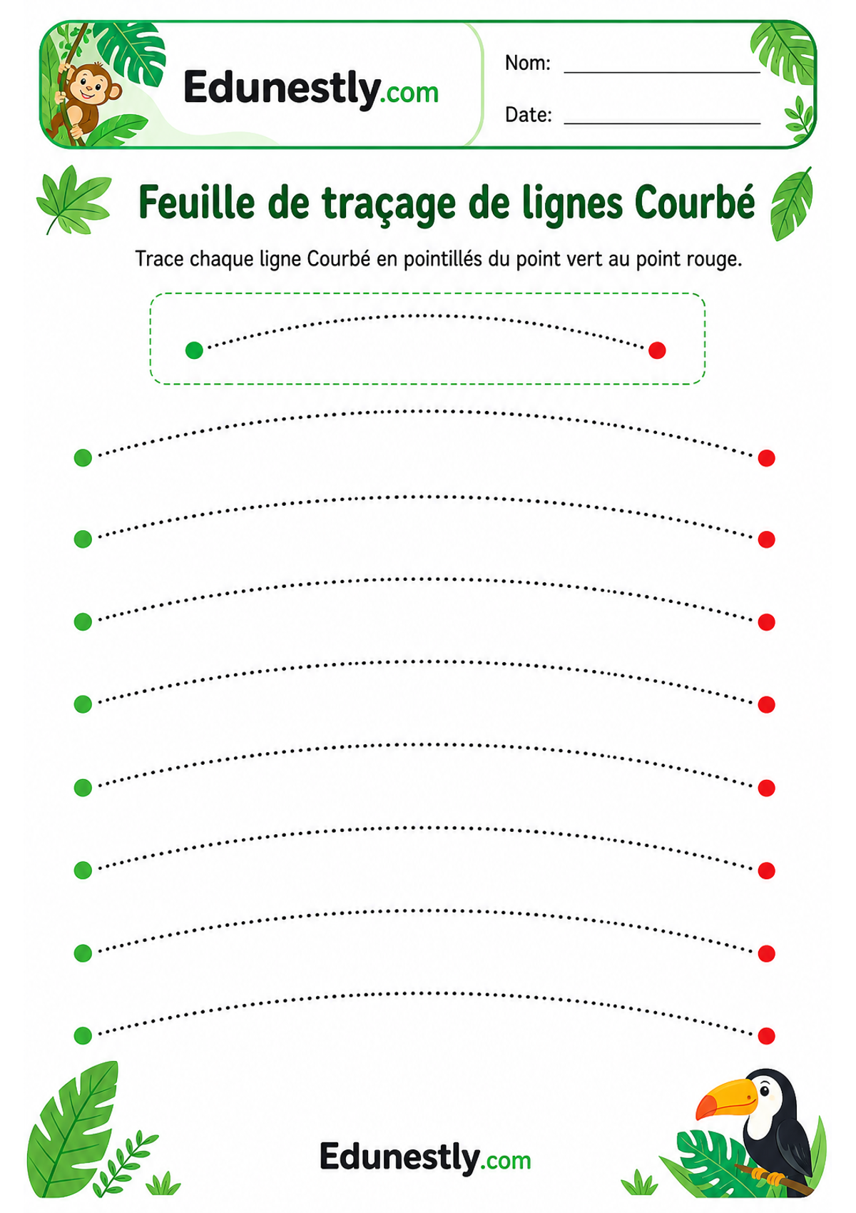 Feuille de traçage de lignes Courbé