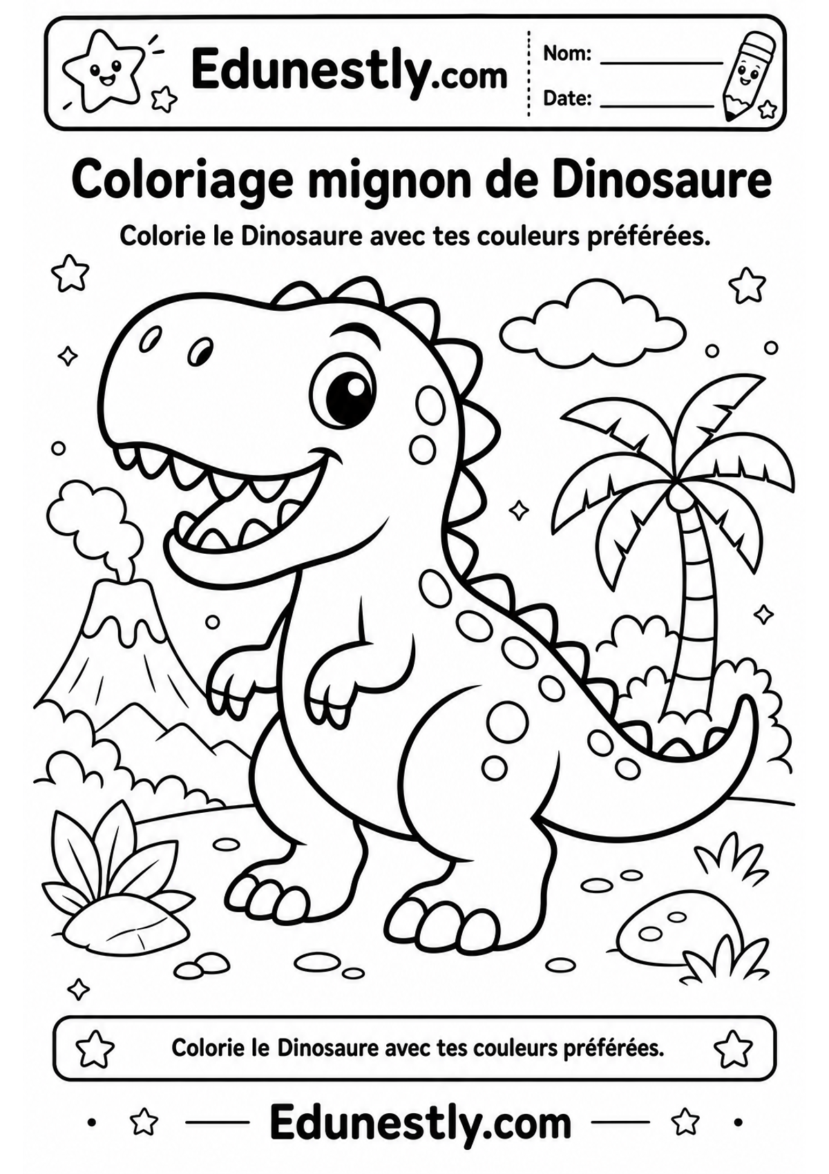 Coloriage mignon de Dinosaure