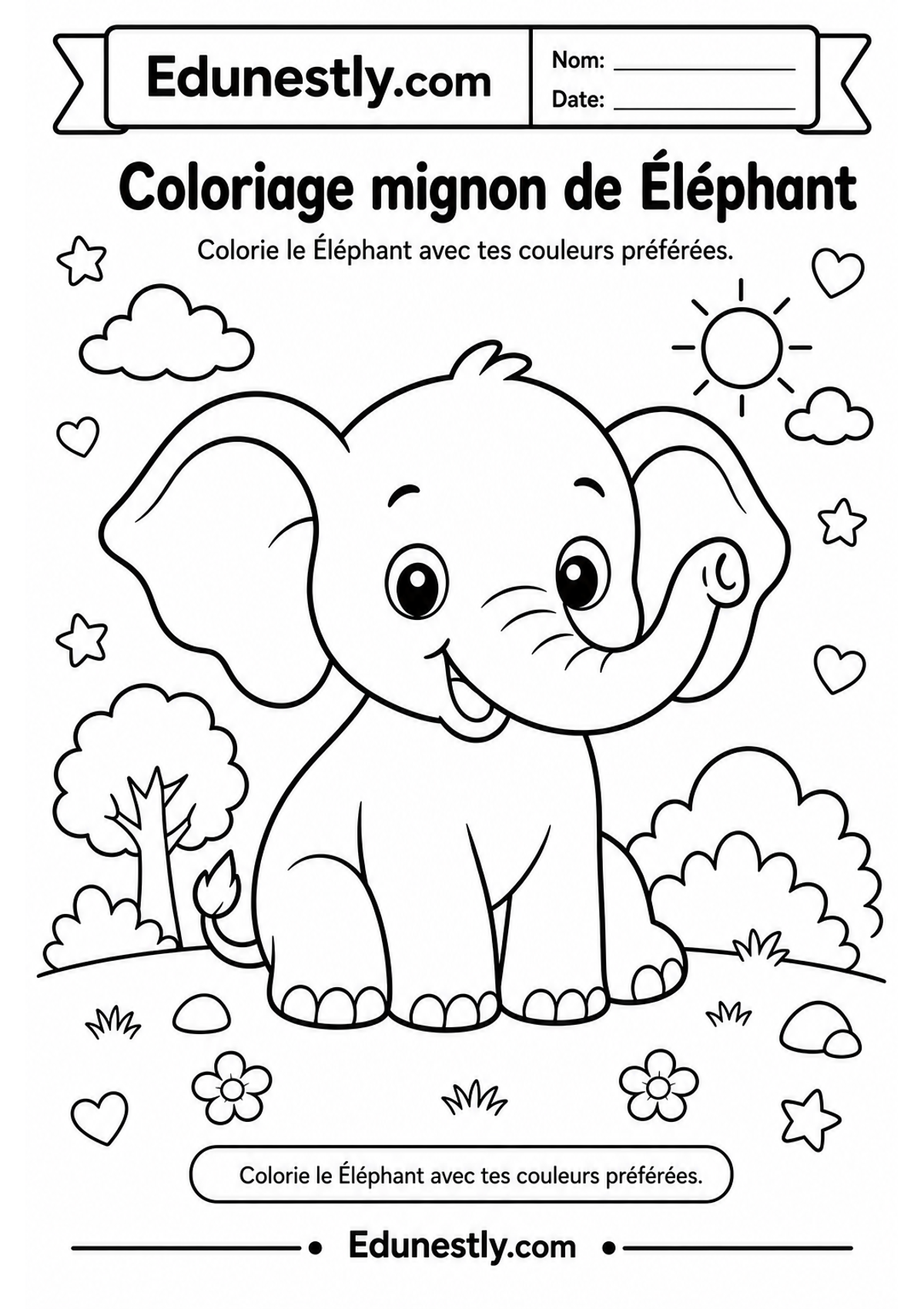 Coloriage mignon de Éléphant
