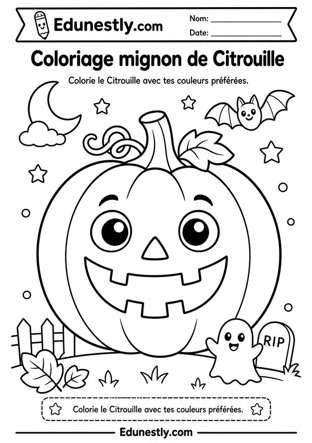 Coloriage mignon de Citrouille