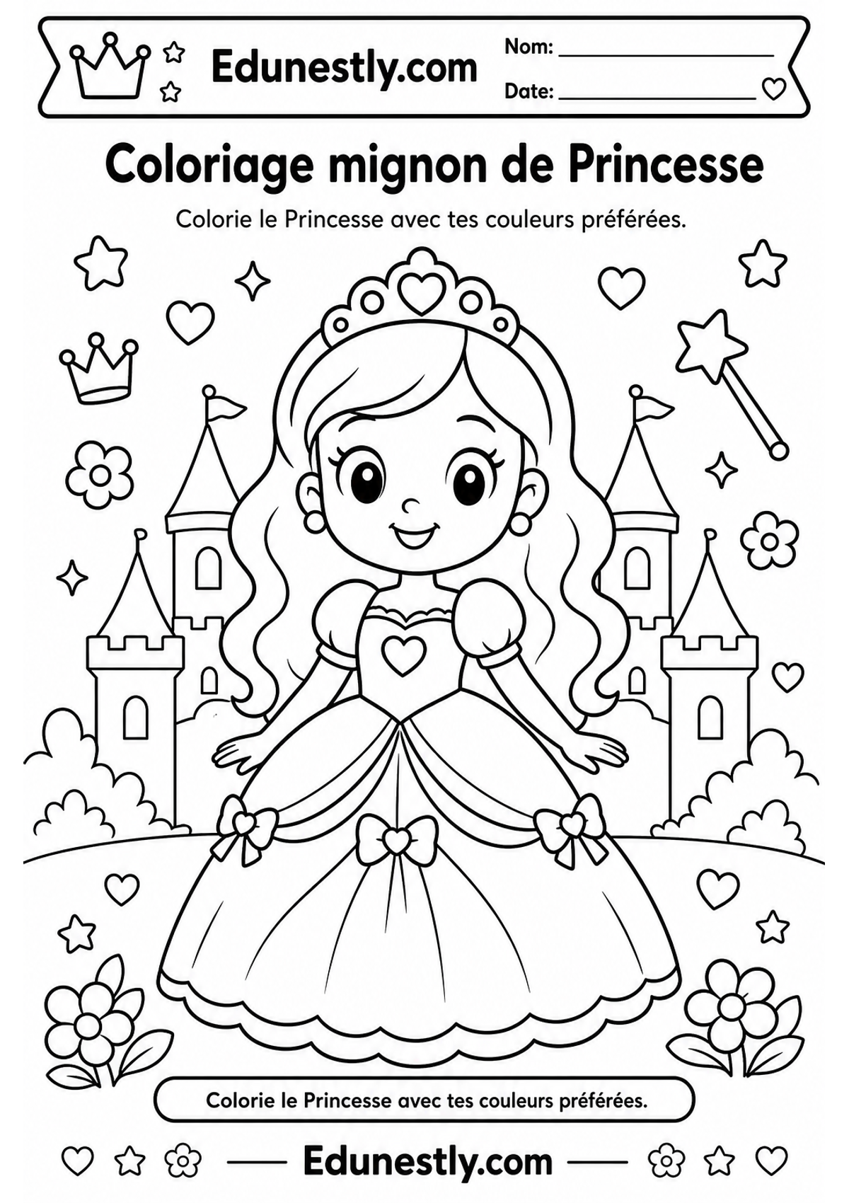 Coloriage mignon de Princesse