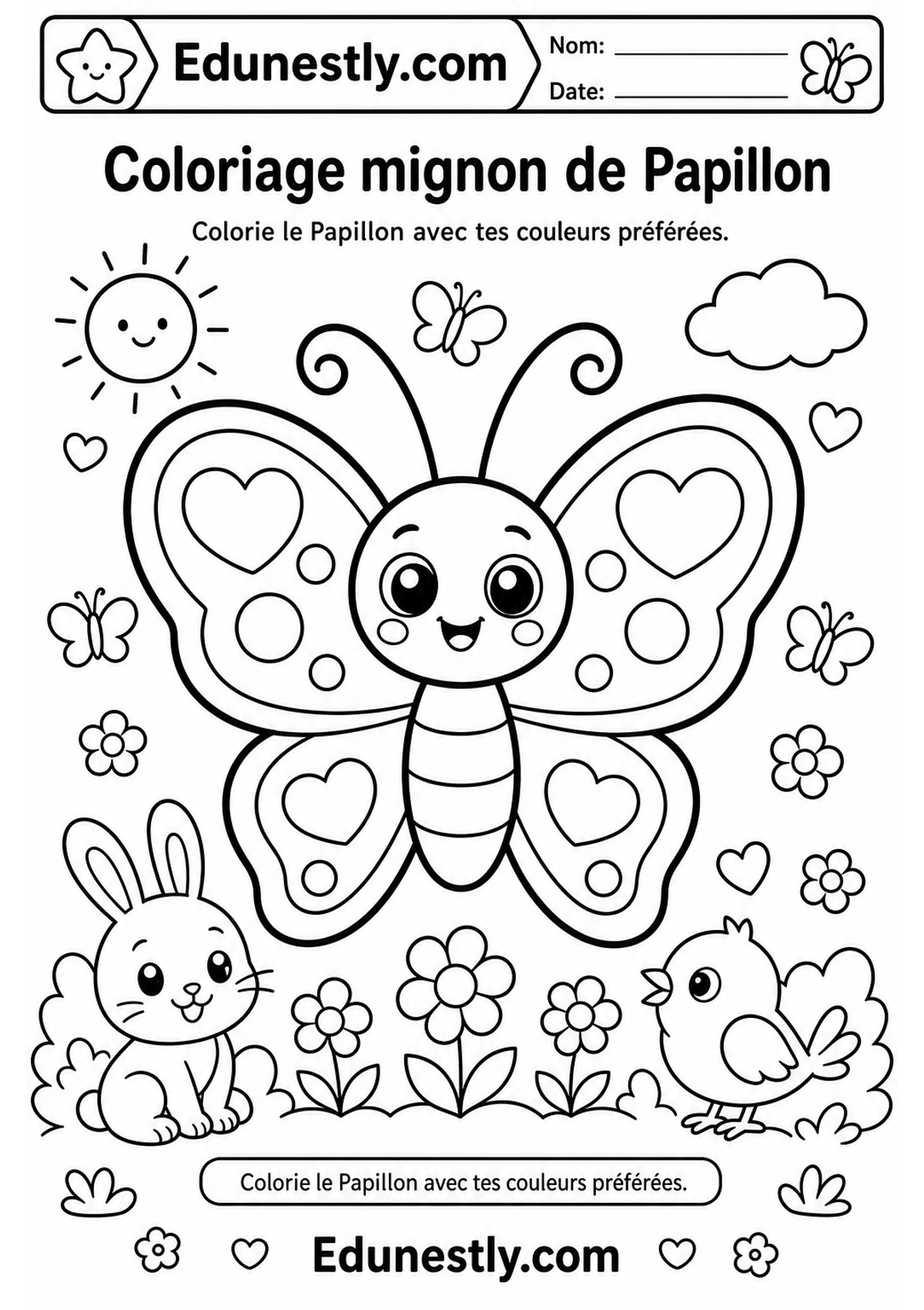 Coloriage mignon de Papillon