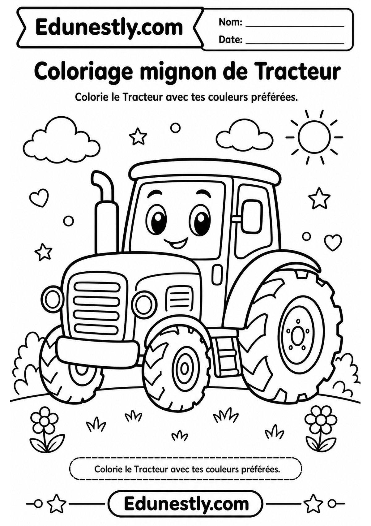 Coloriage mignon de Tracteur