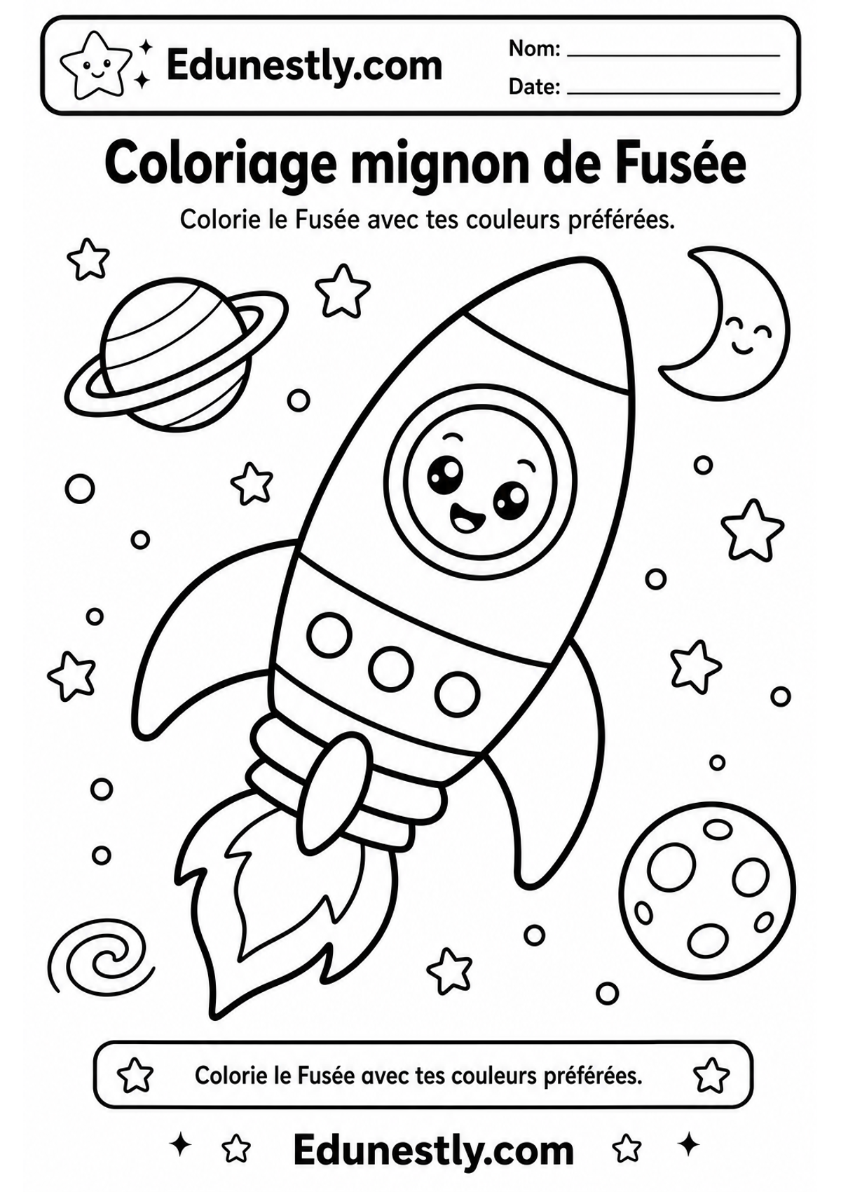 Coloriage mignon de Fusée