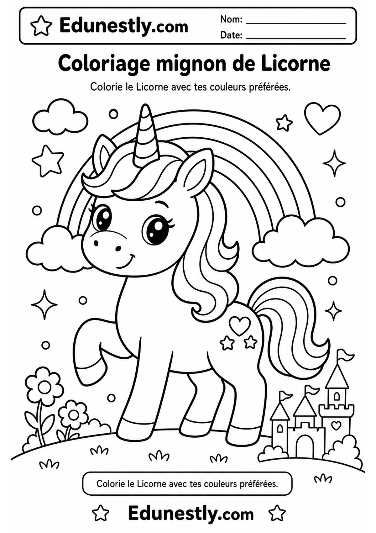 Coloriage mignon de Licorne