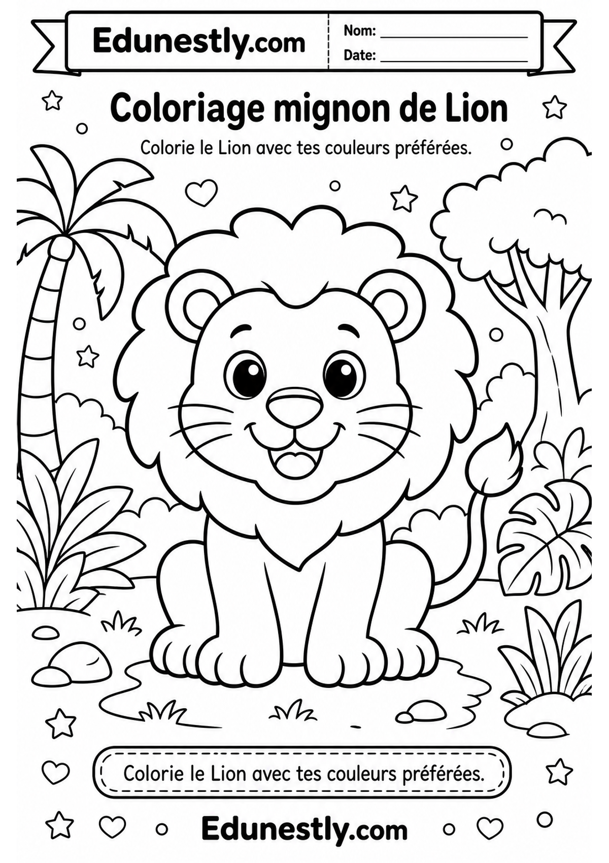 Coloriage mignon de Lion