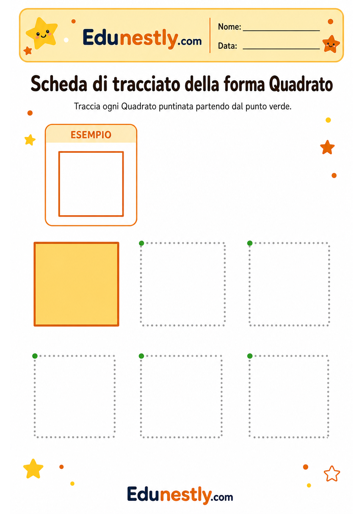 Scheda di tracciato della forma Quadrato