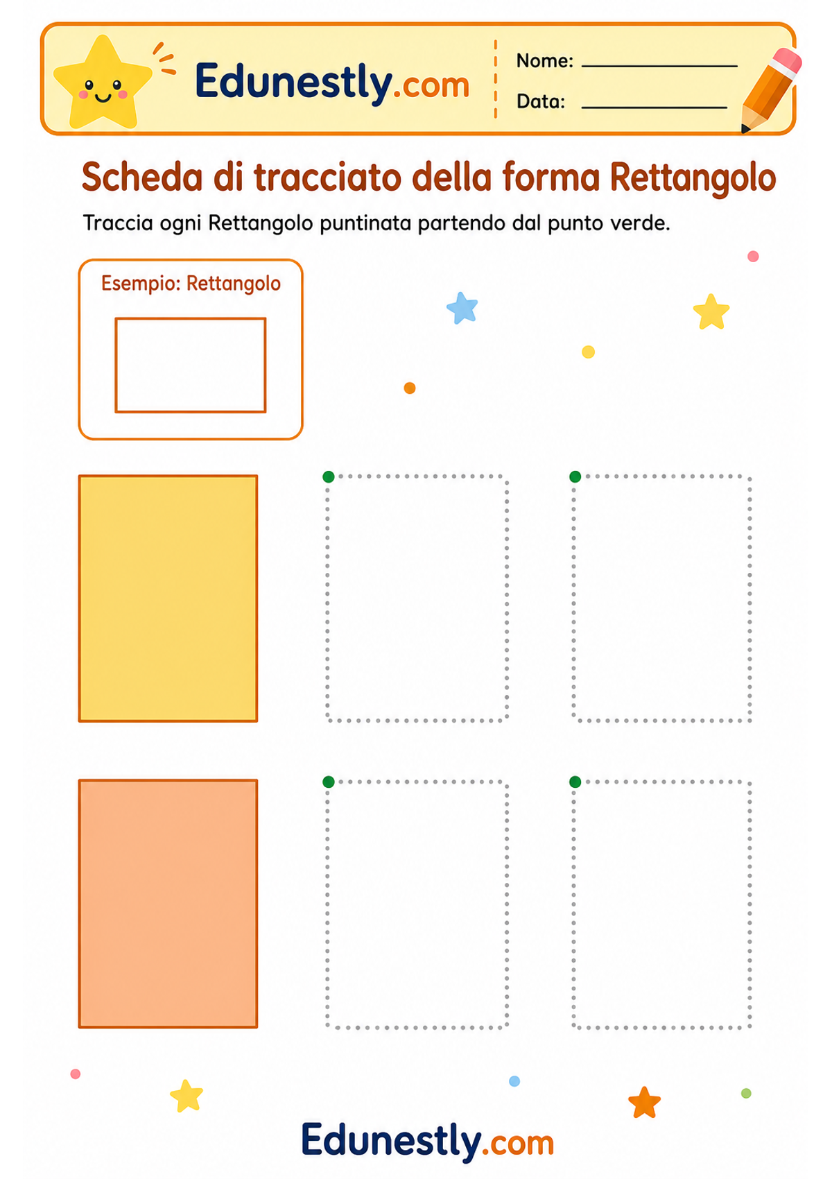 Scheda di tracciato della forma Rettangolo