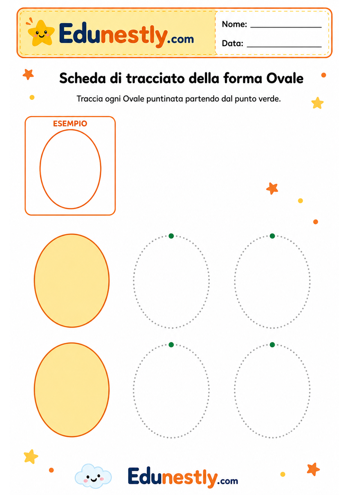 Scheda di tracciato della forma Ovale