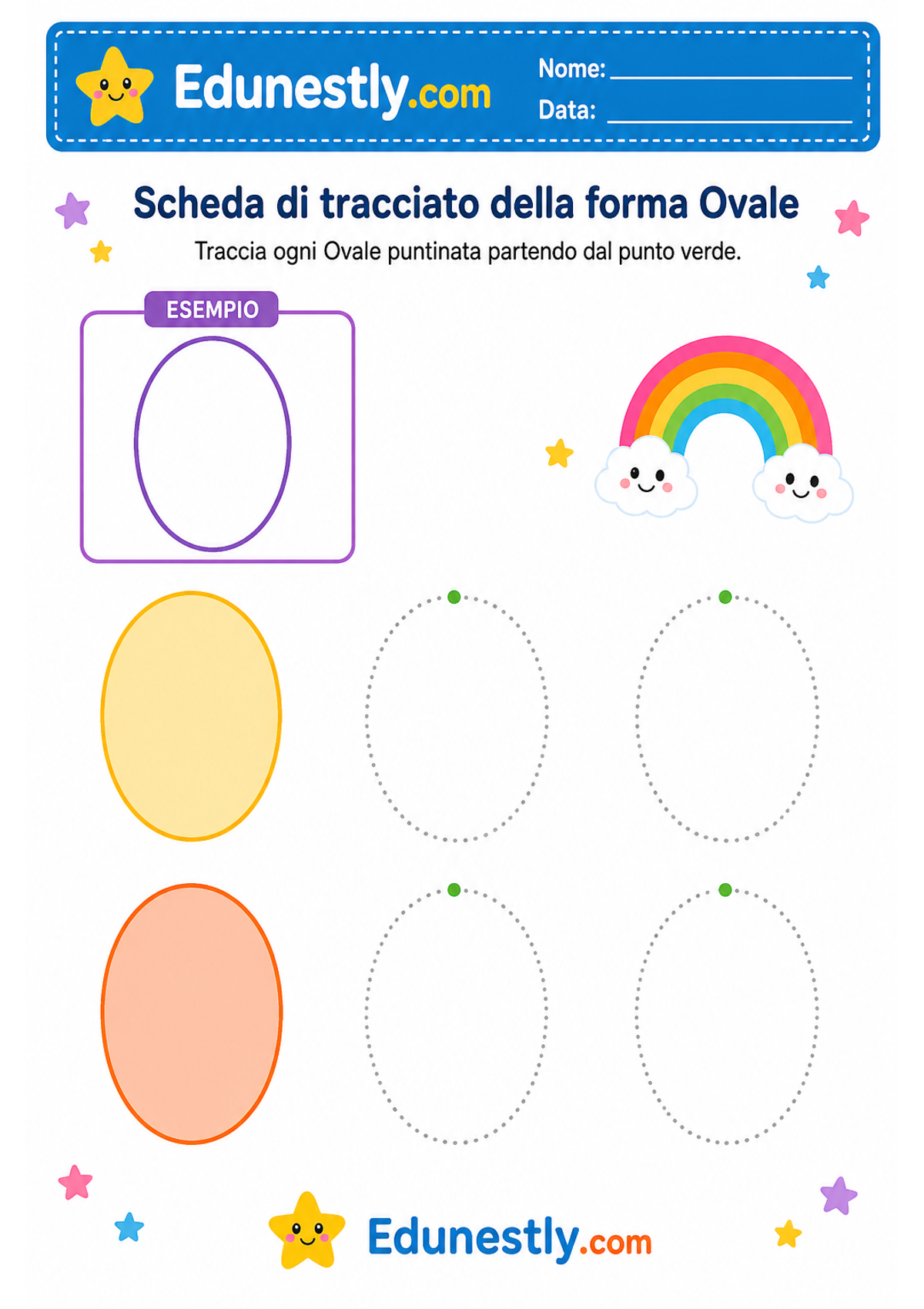 Scheda di tracciato della forma Ovale