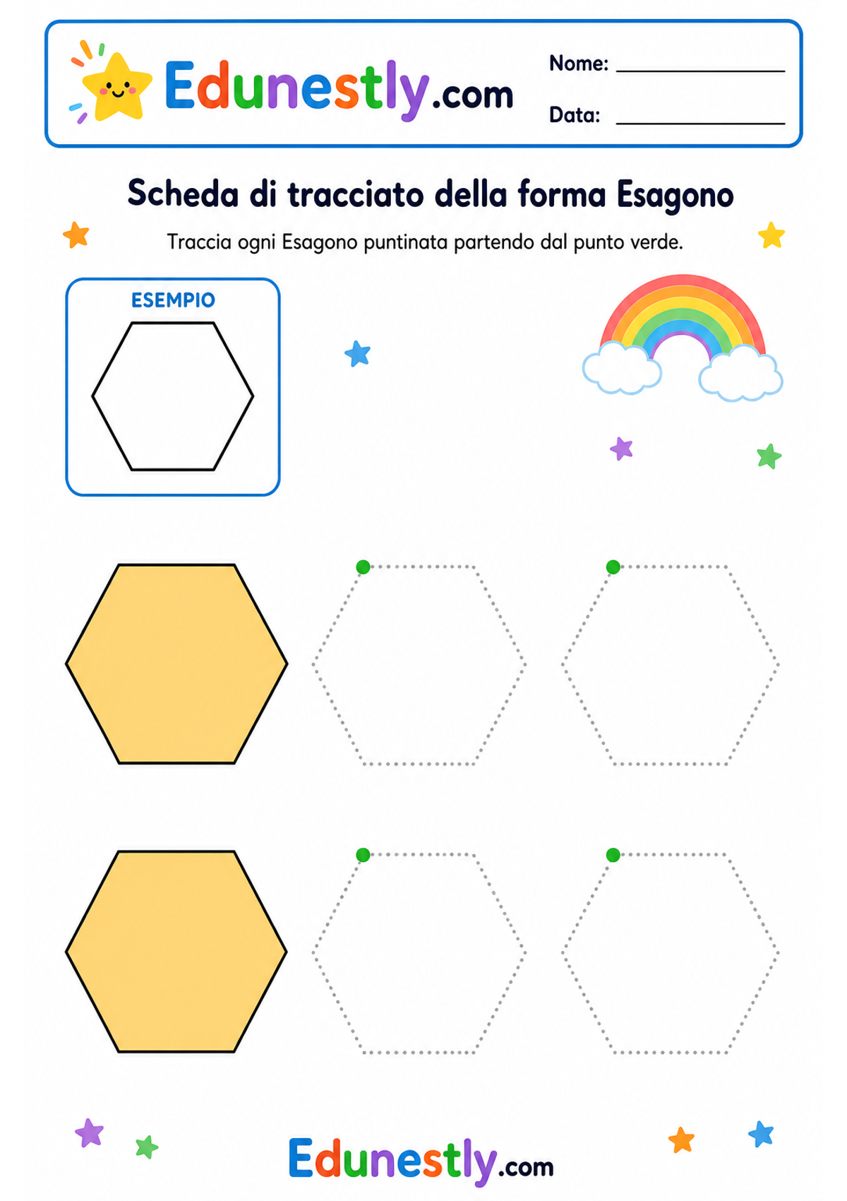 Scheda di tracciato della forma Esagono