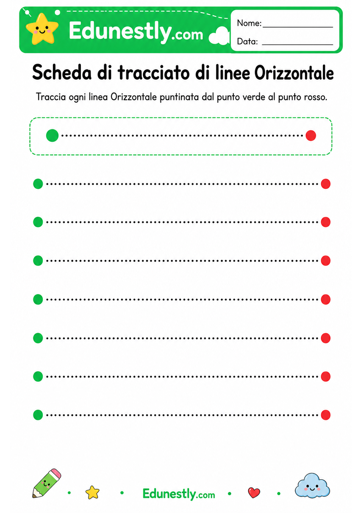 Scheda di tracciato di linee Orizzontale