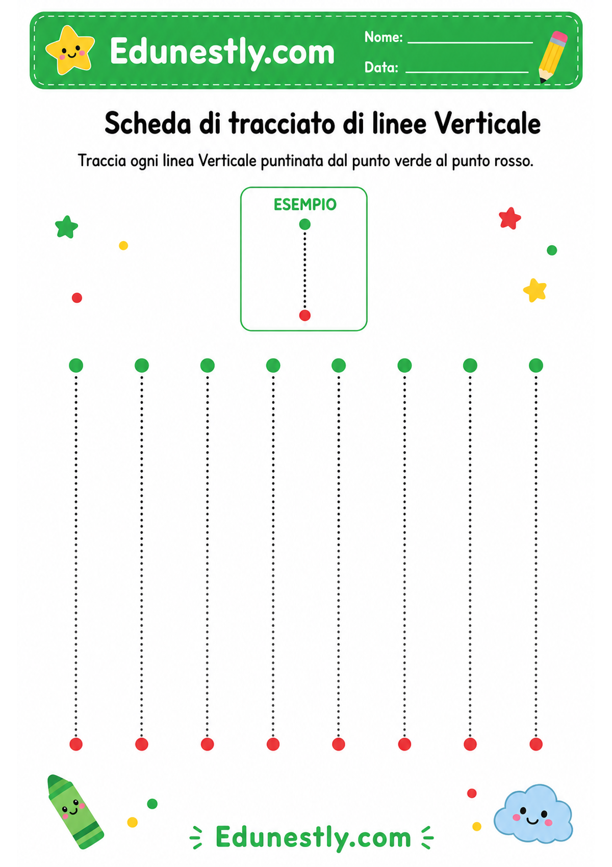 Scheda di tracciato di linee Verticale