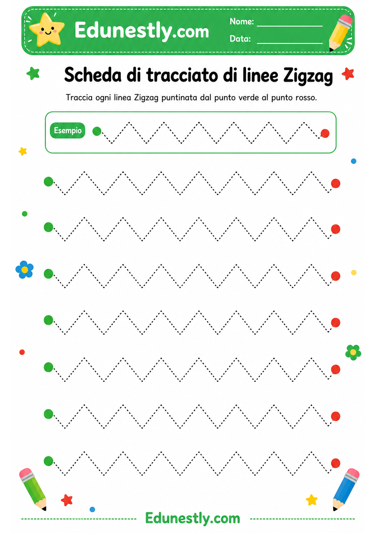Scheda di tracciato di linee Zigzag