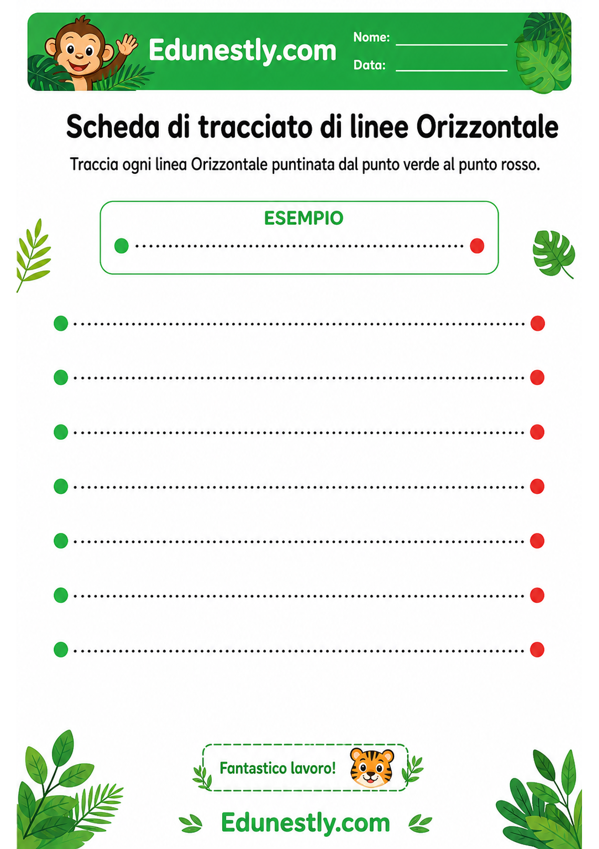 Scheda di tracciato di linee Orizzontale