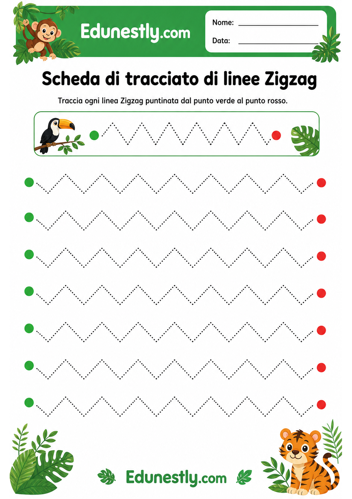 Scheda di tracciato di linee Zigzag
