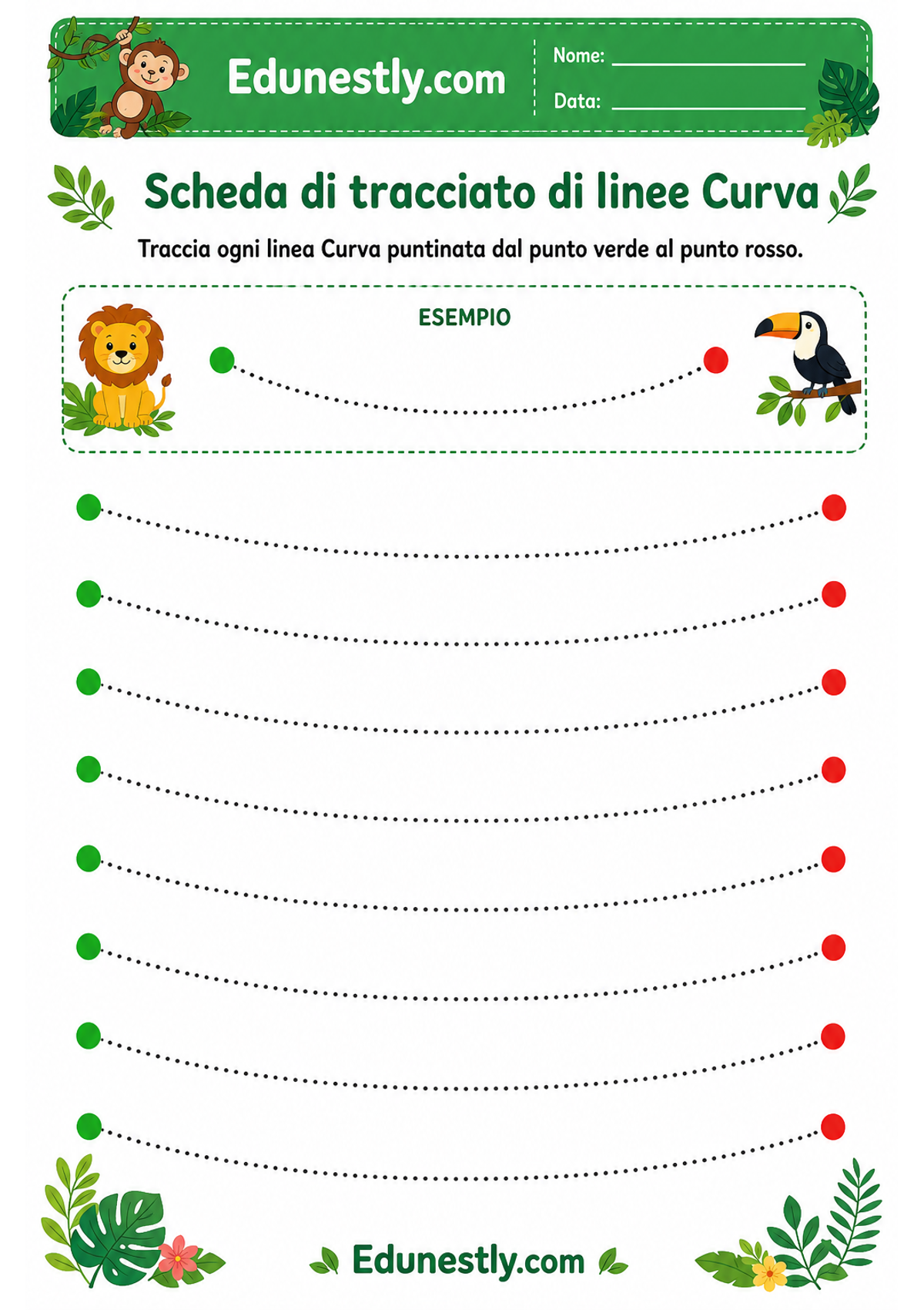 Scheda di tracciato di linee Curva