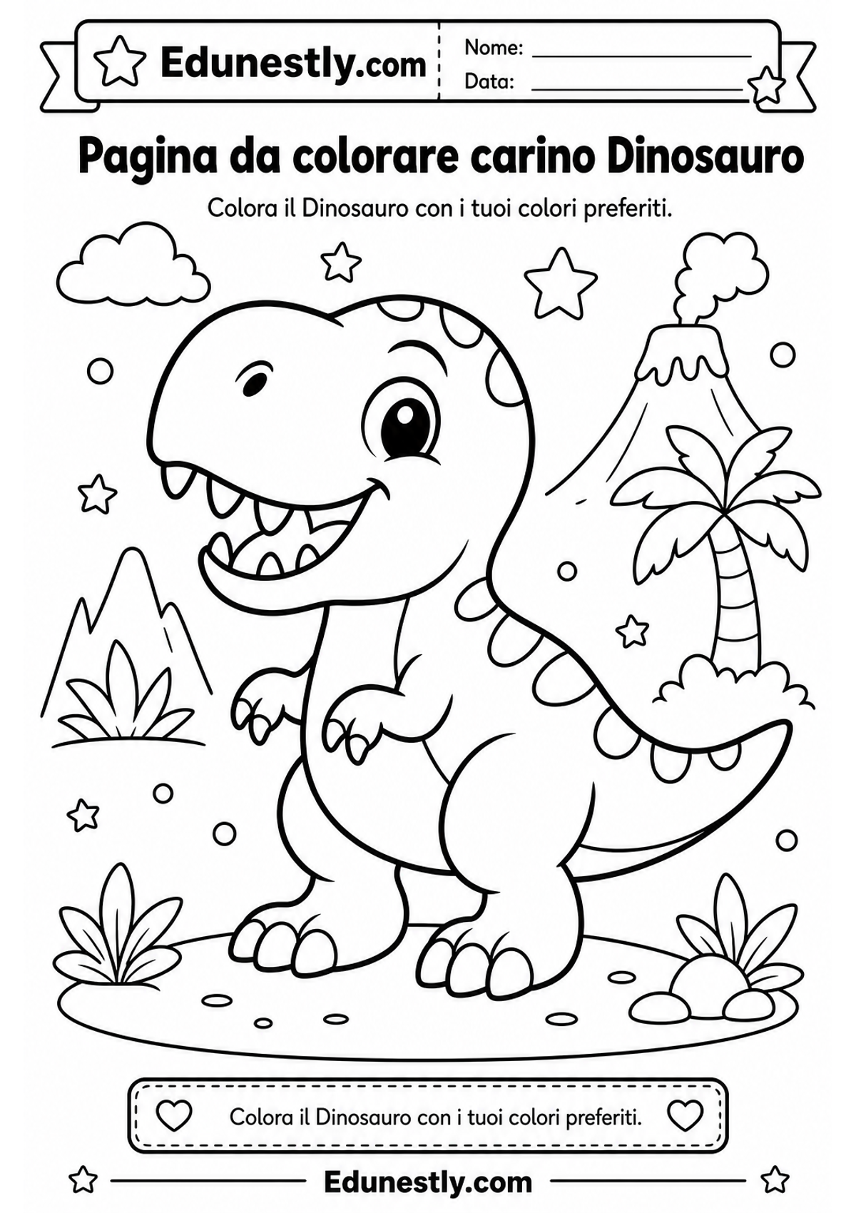 Pagina da colorare carino Dinosauro