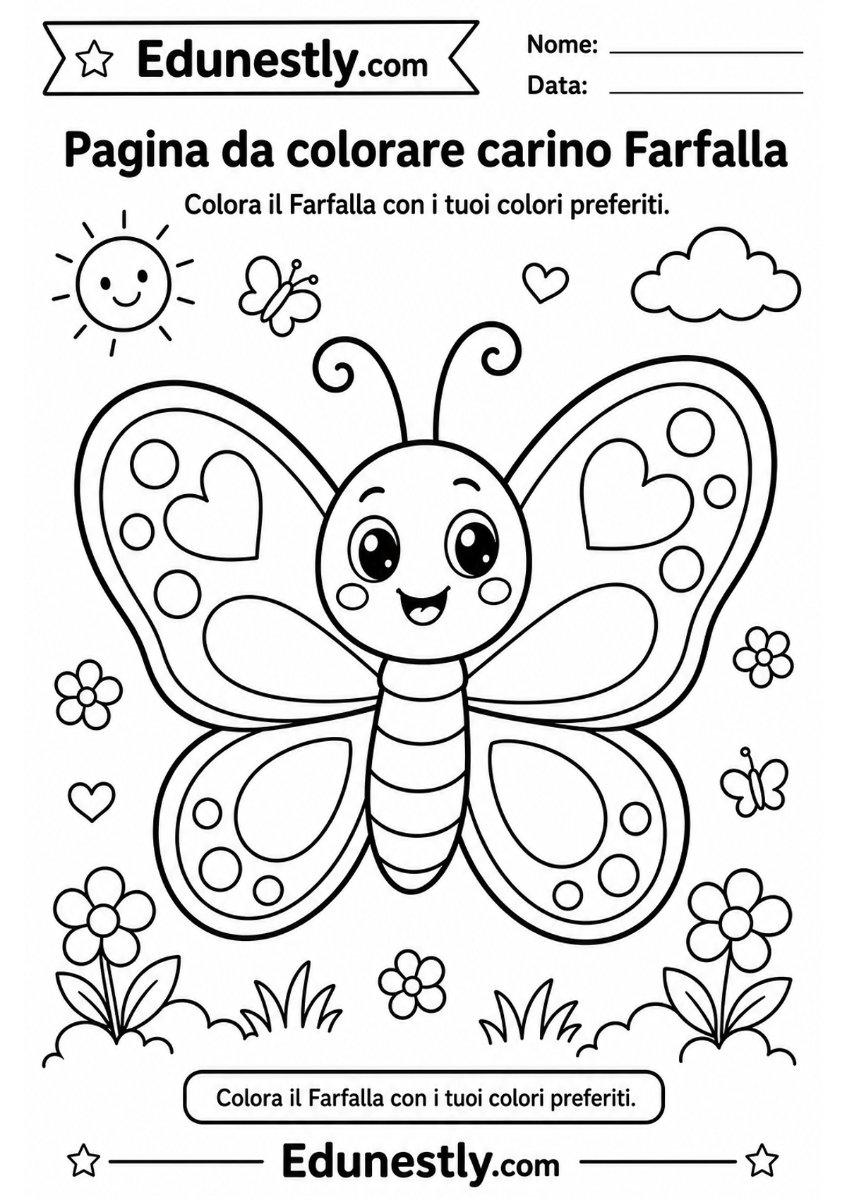 Pagina da colorare carino Farfalla