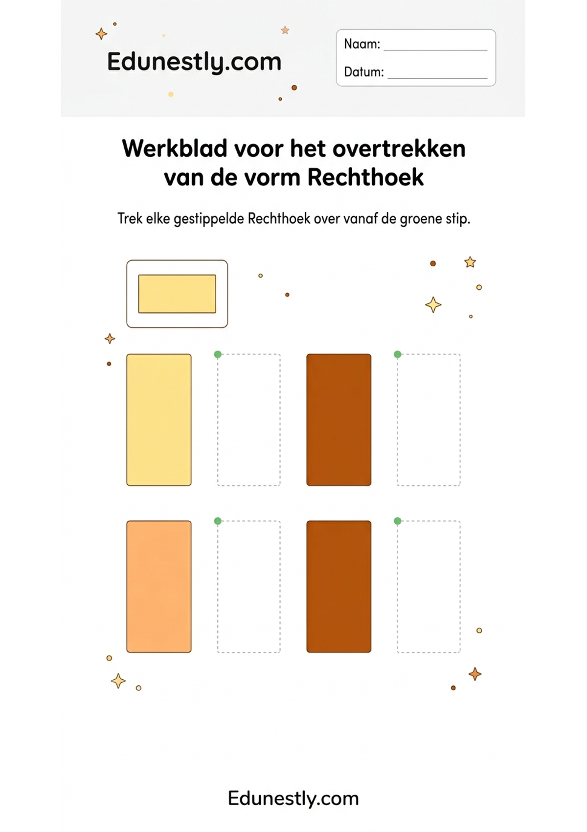 Werkblad voor het overtrekken van de vorm Rechthoek