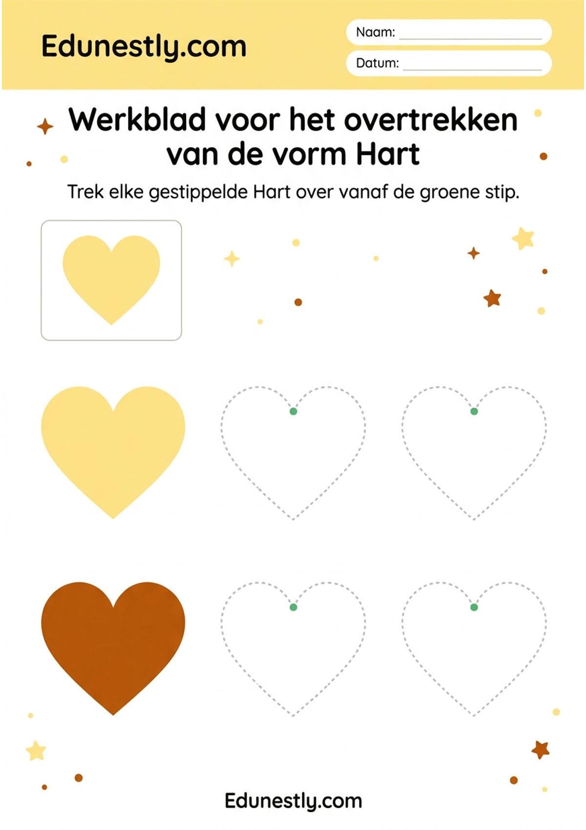 Werkblad voor het overtrekken van de vorm Hart