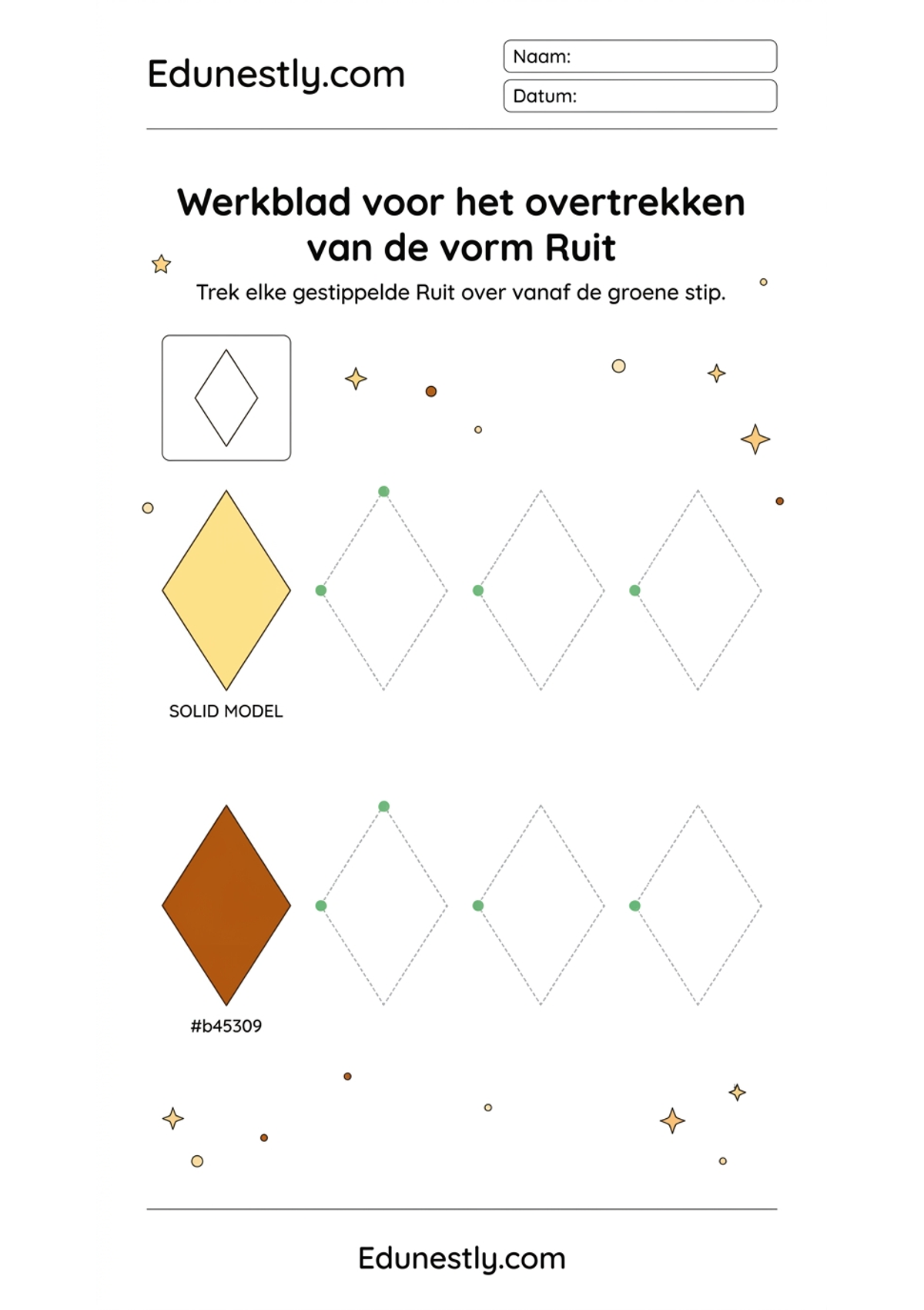 Werkblad voor het overtrekken van de vorm Ruit