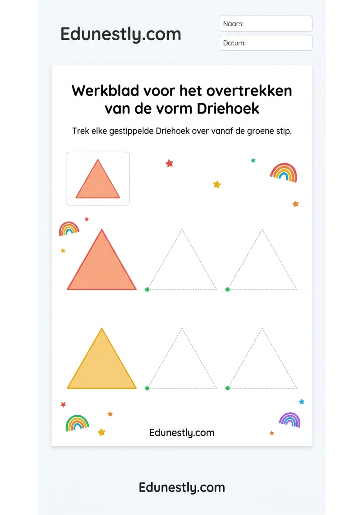 Werkblad voor het overtrekken van de vorm Driehoek