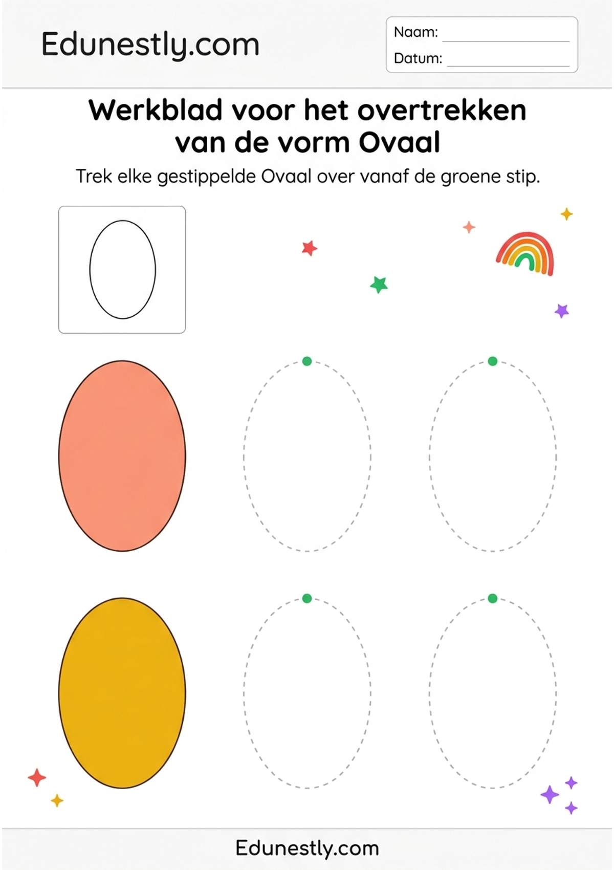 Werkblad voor het overtrekken van de vorm Ovaal