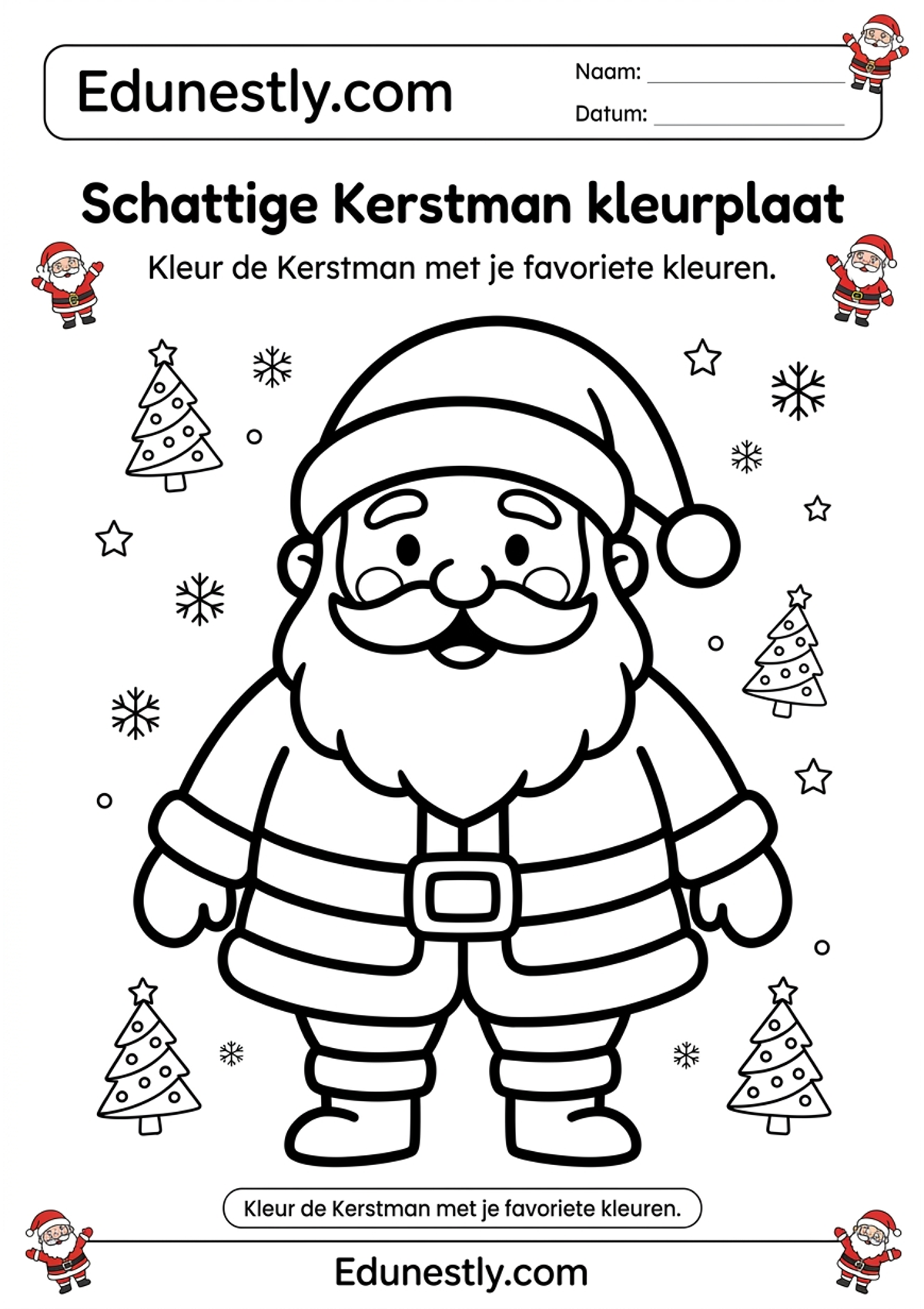 Schattige Kerstman kleurplaat