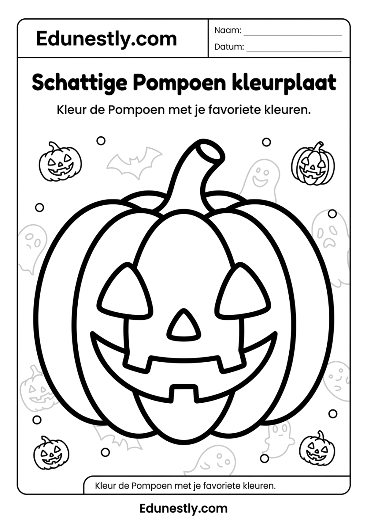 Schattige Pompoen kleurplaat