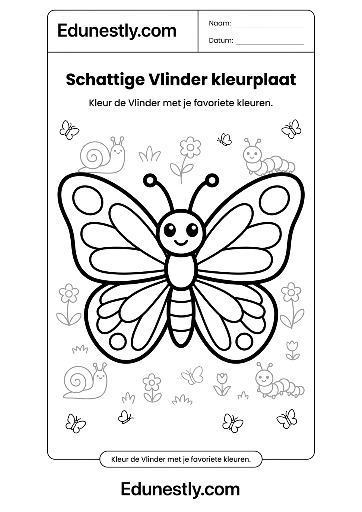 Schattige Vlinder kleurplaat