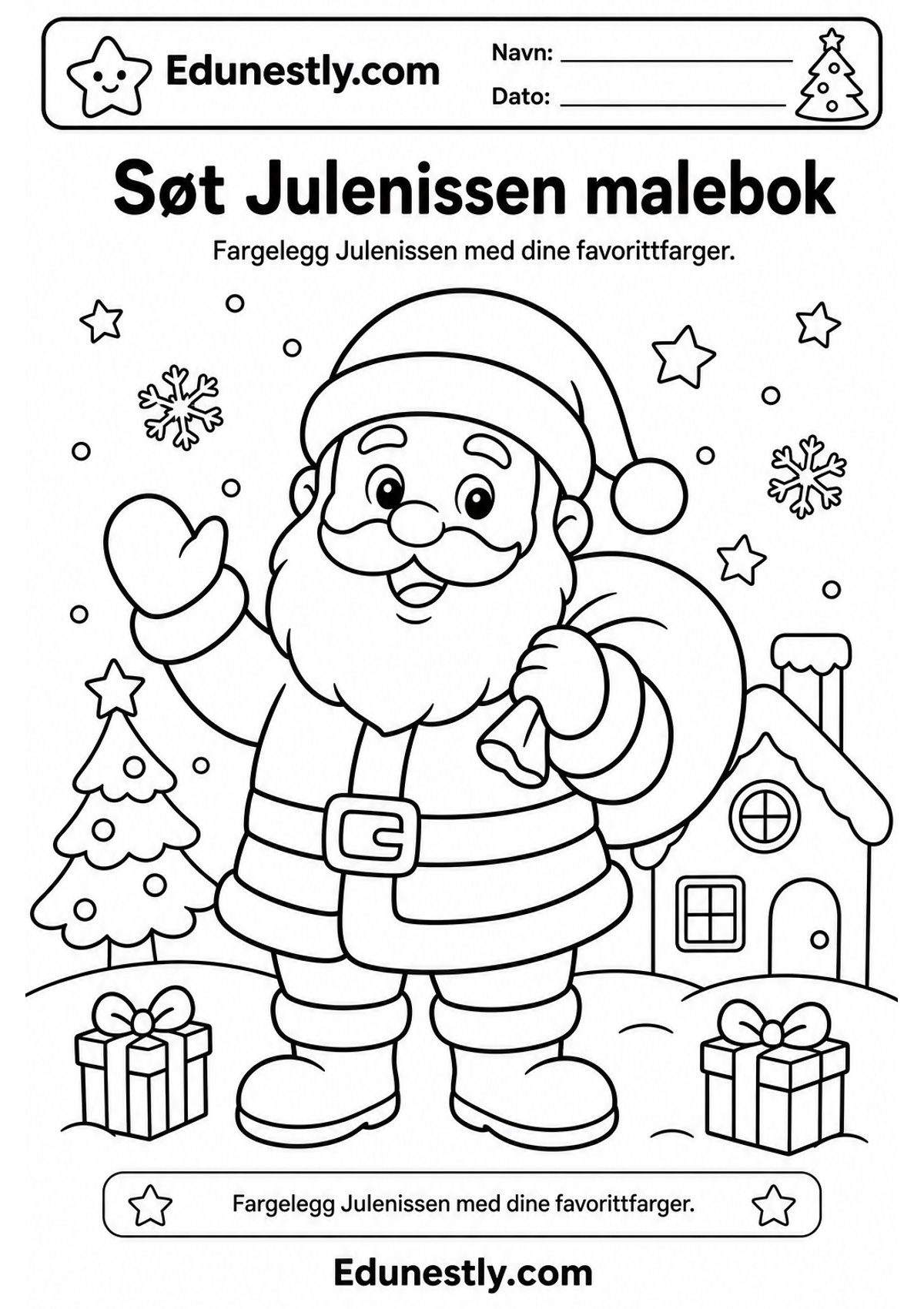 Søt Julenissen malebok