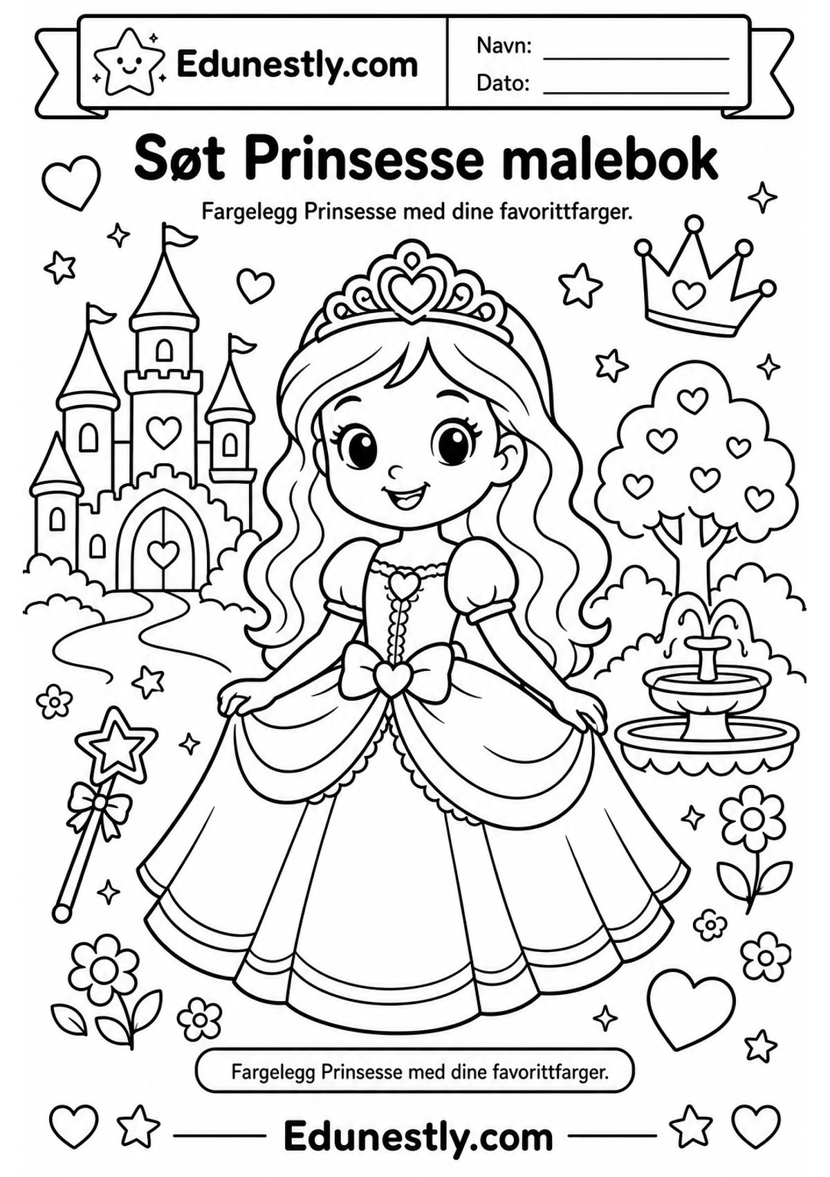 Søt Prinsesse malebok