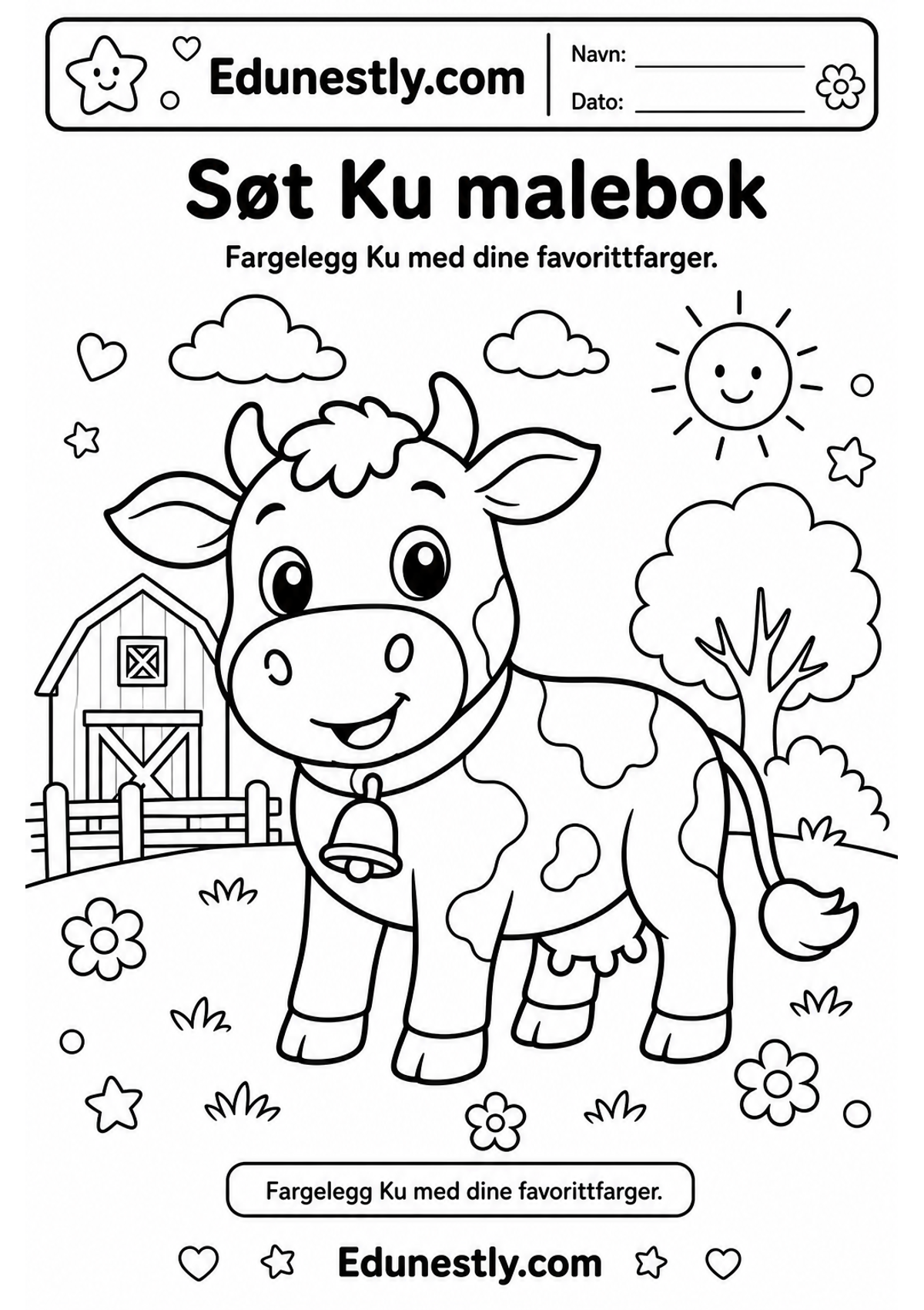 Søt Ku malebok