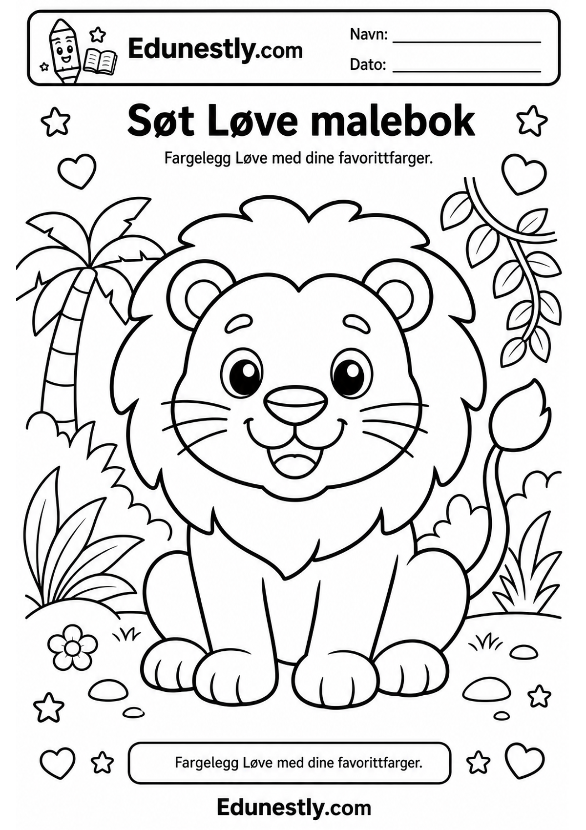 Søt Løve malebok