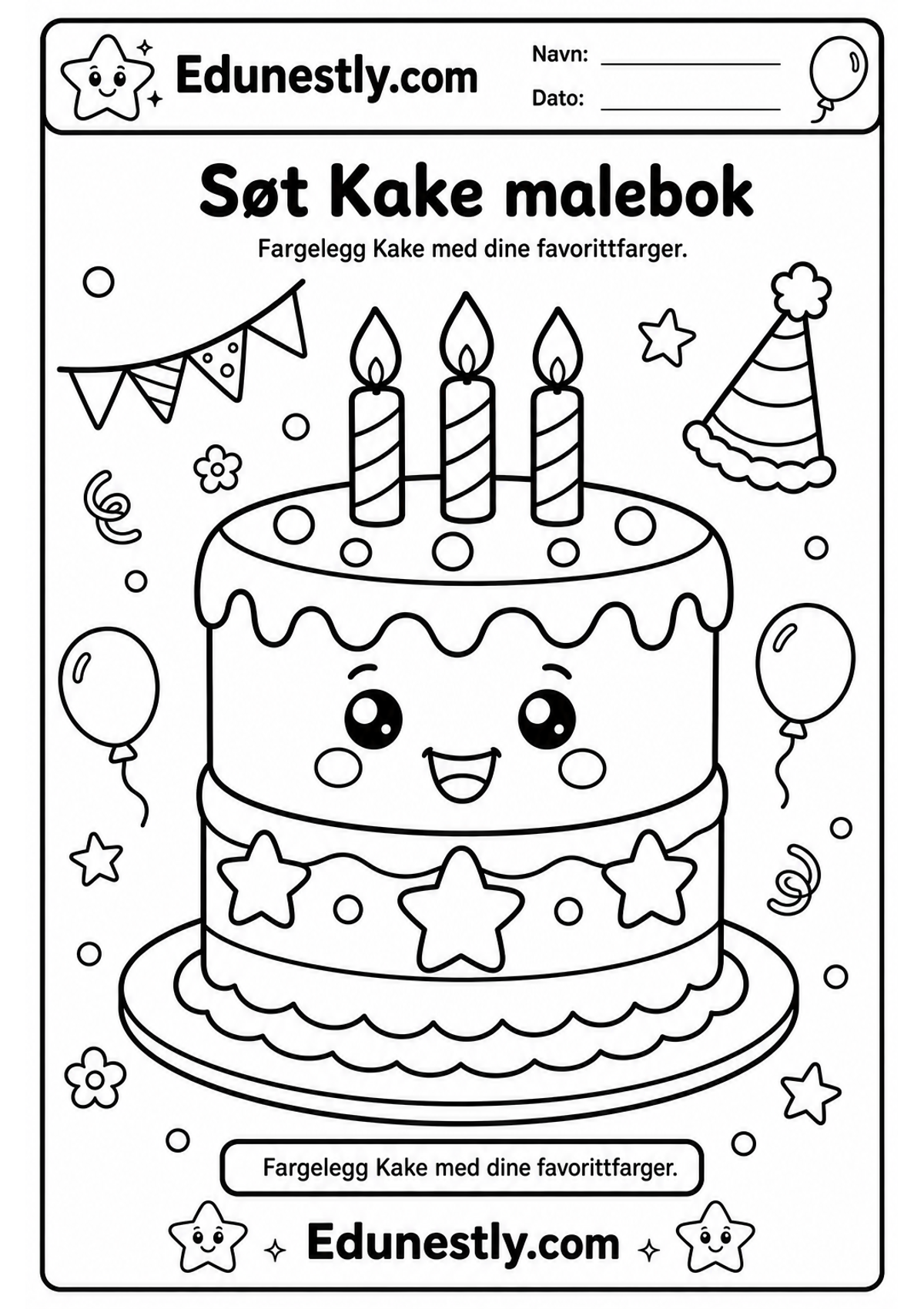 Søt Kake malebok
