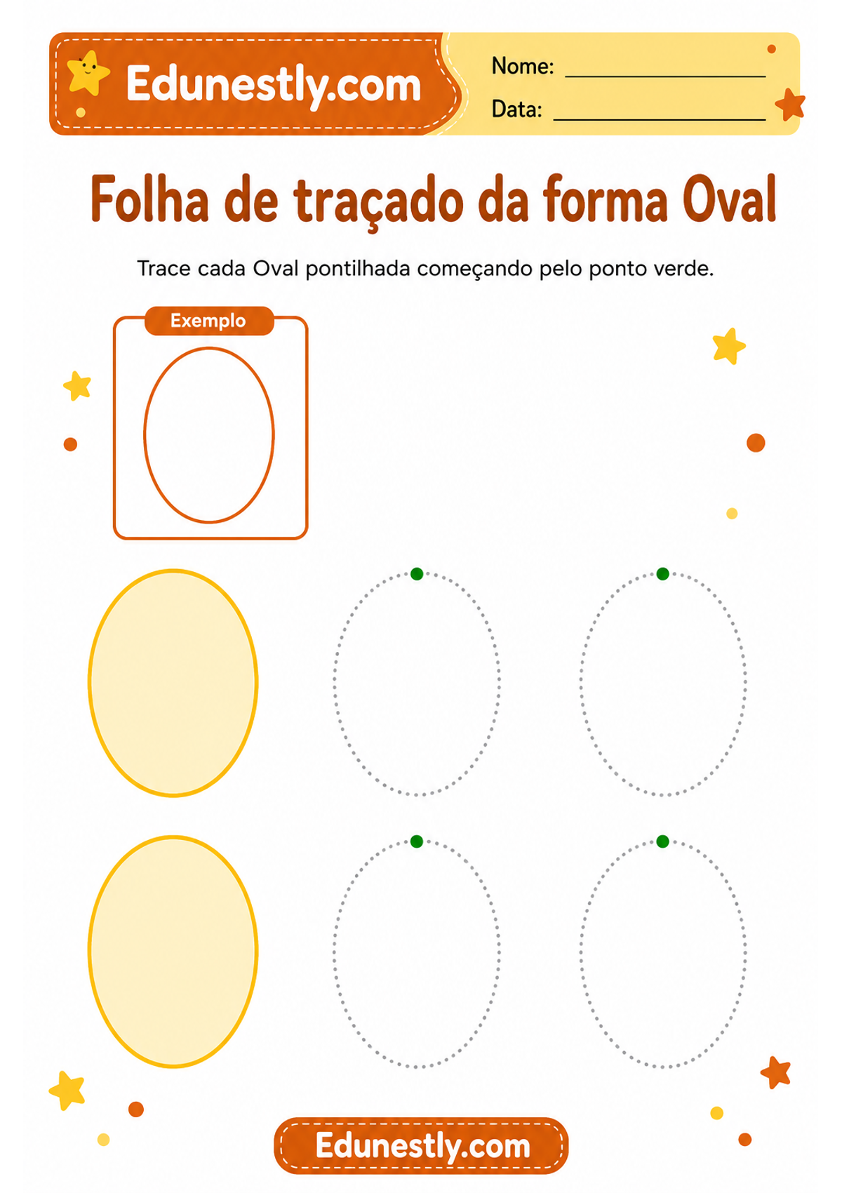 Folha de traçado da forma Oval