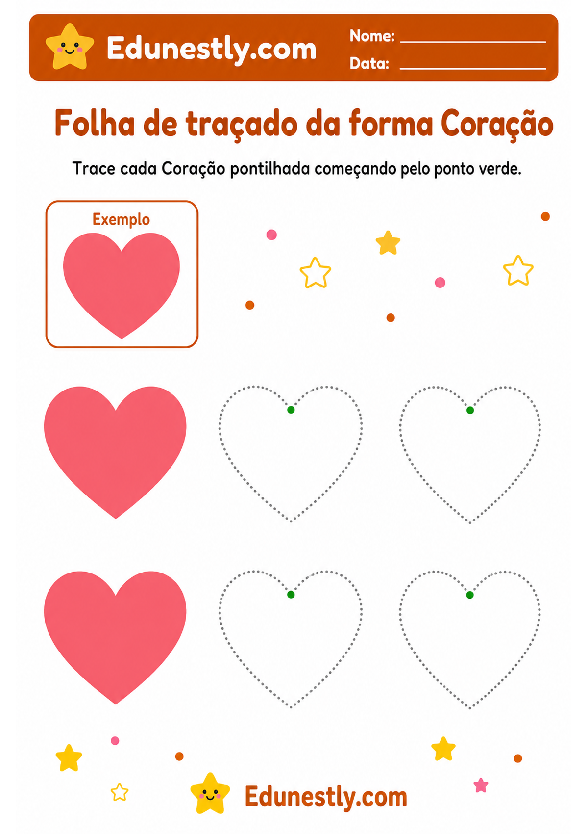 Folha de traçado da forma Coração