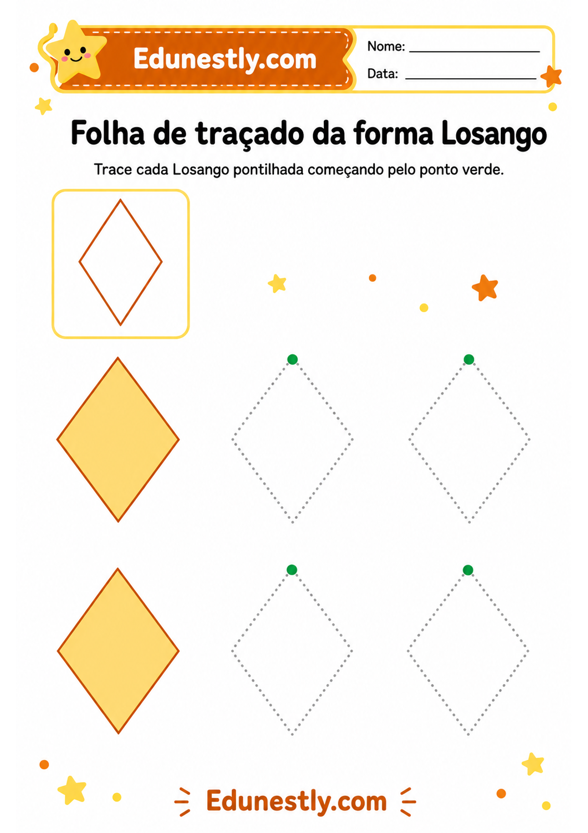 Folha de traçado da forma Losango