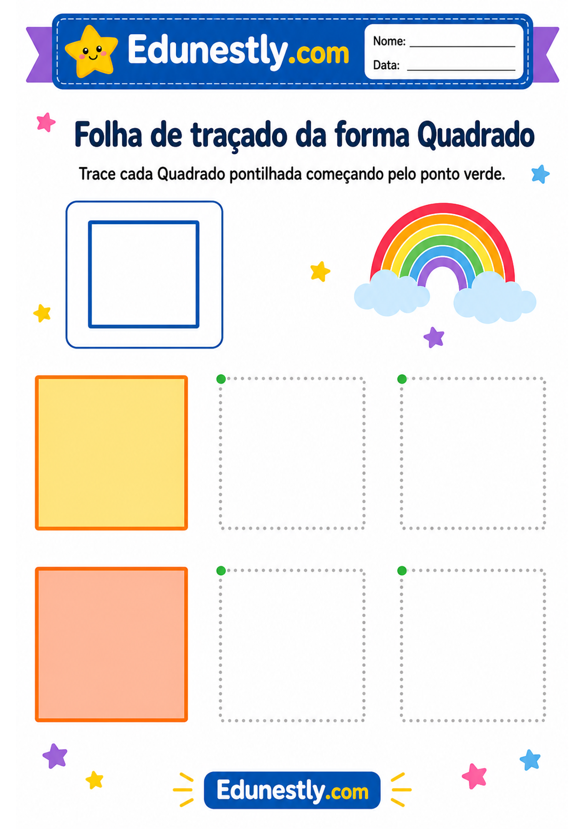 Folha de traçado da forma Quadrado