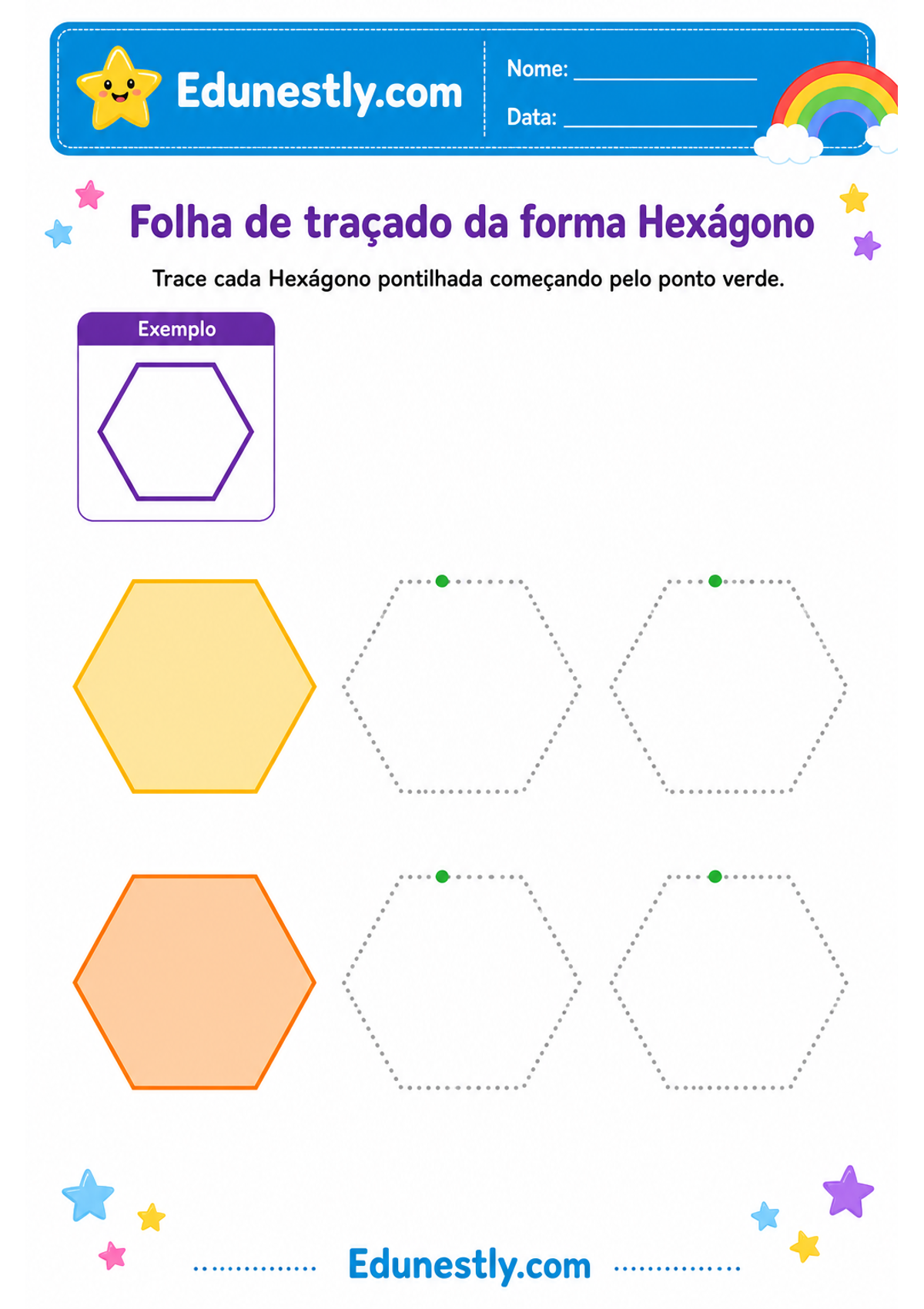 Folha de traçado da forma Hexágono
