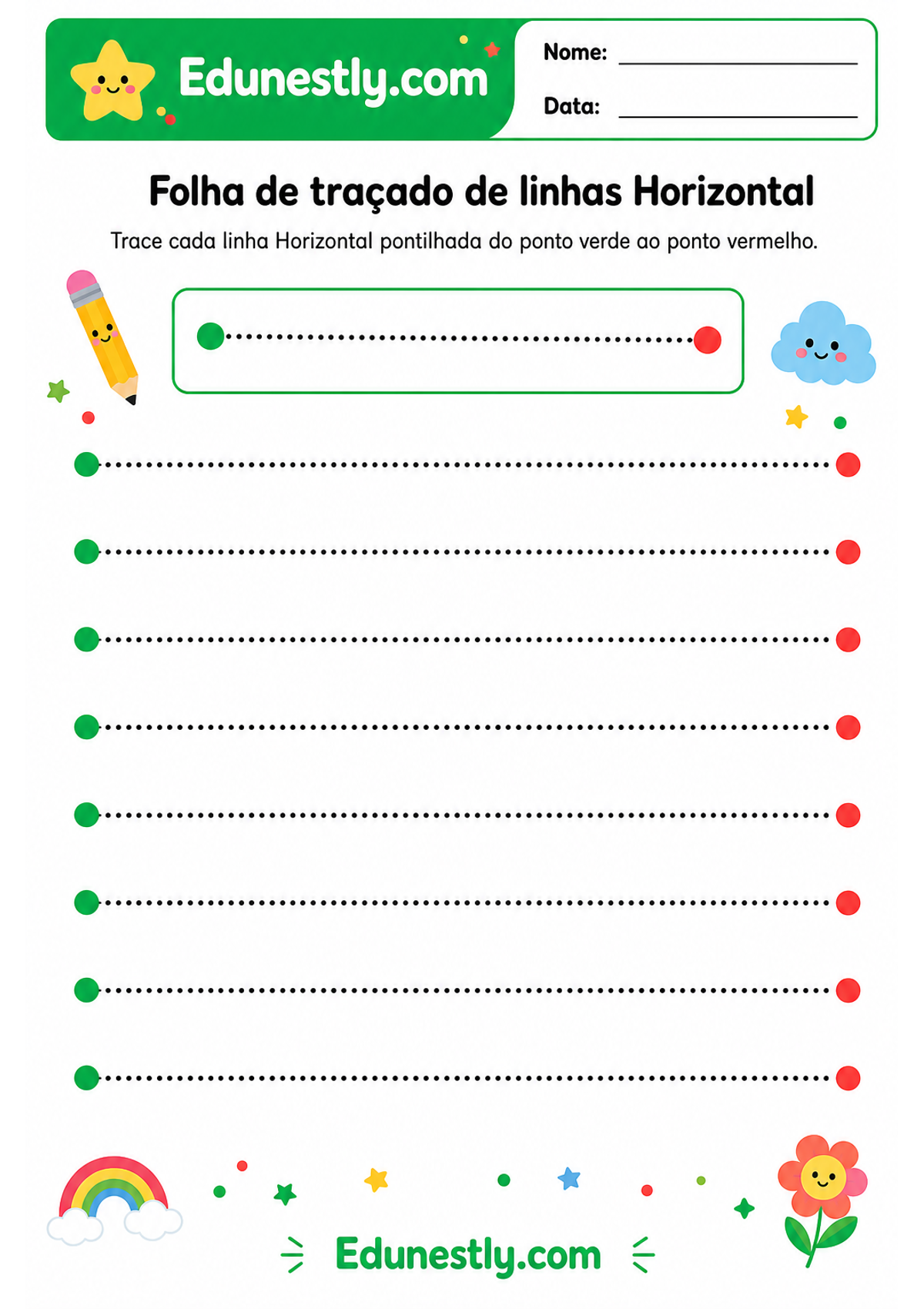 Folha de traçado de linhas Horizontal