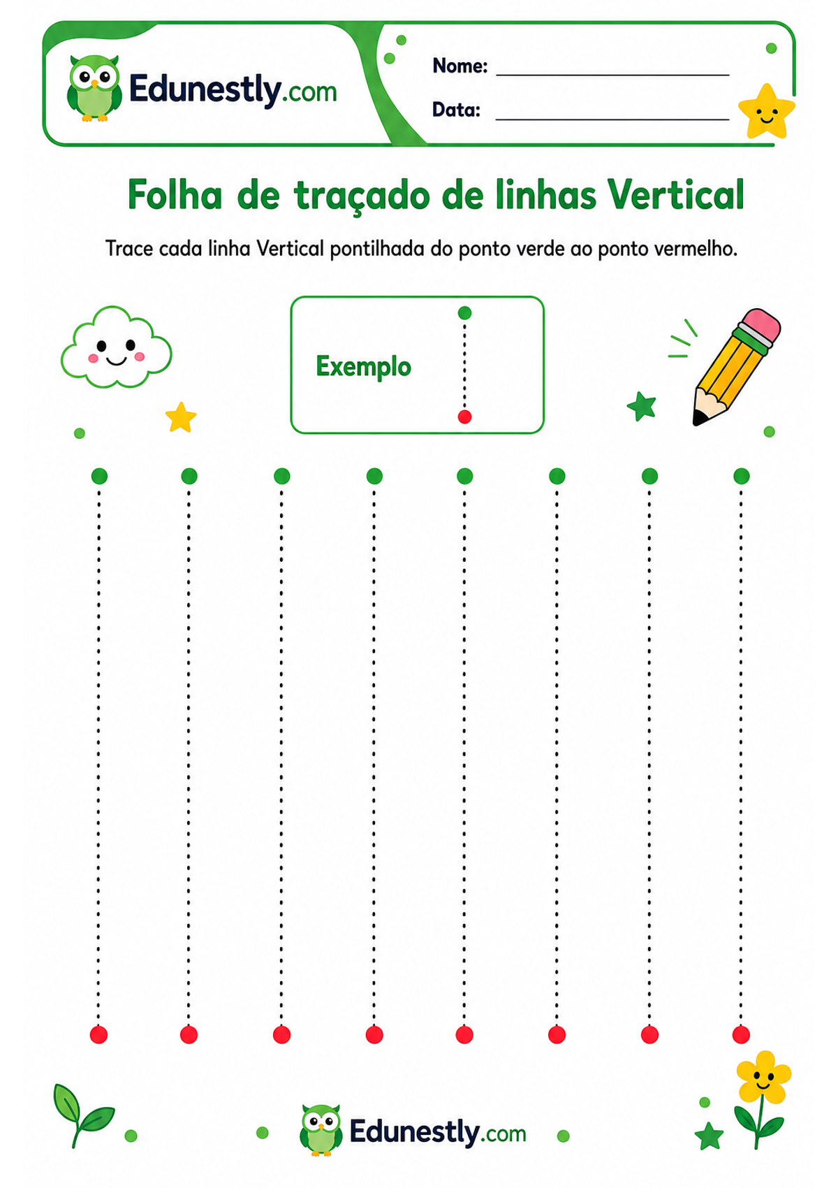 Folha de traçado de linhas Vertical